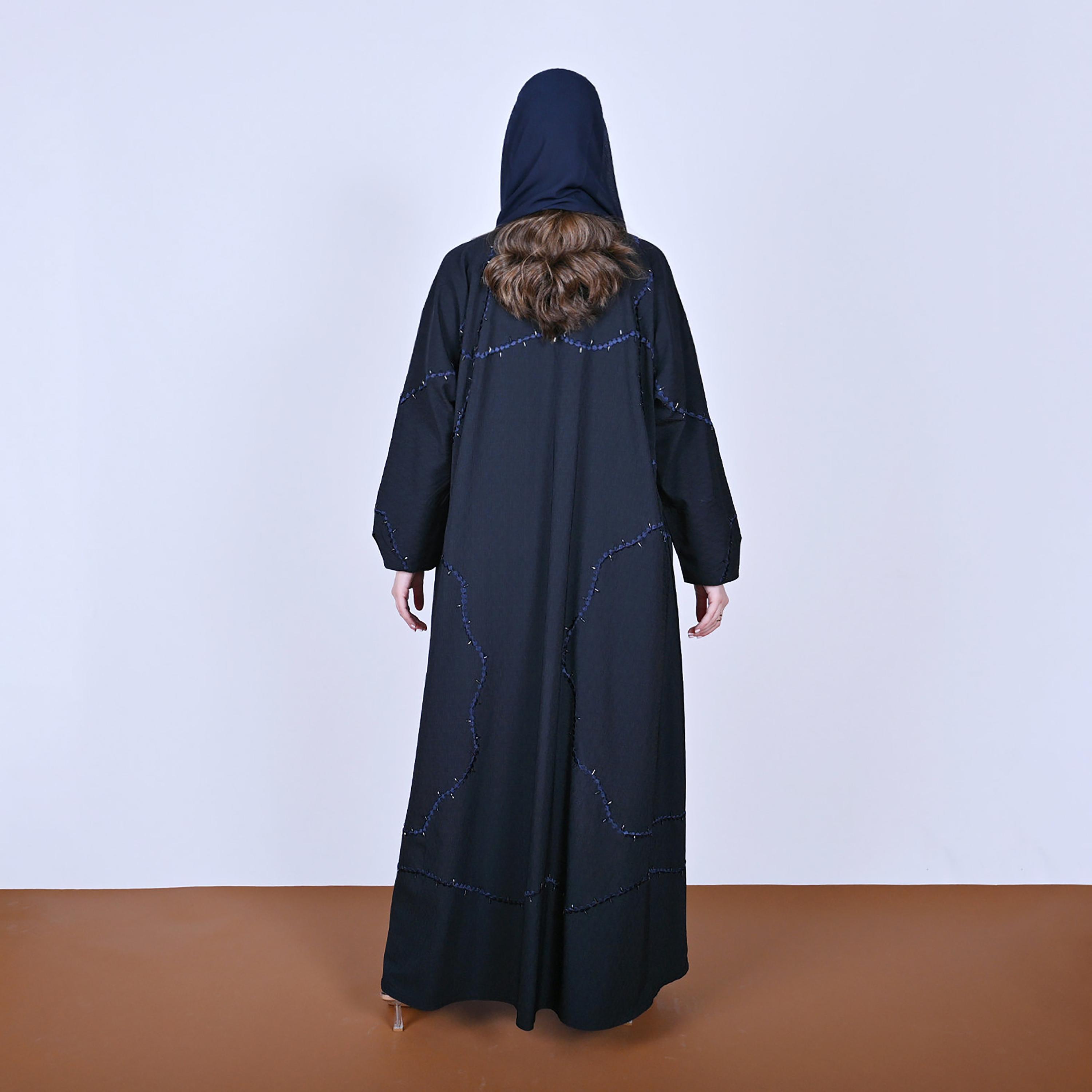 Hawraa Embroidered Linen Women's Abaya with Hijab-women-arabicclothing-abayas-image-6