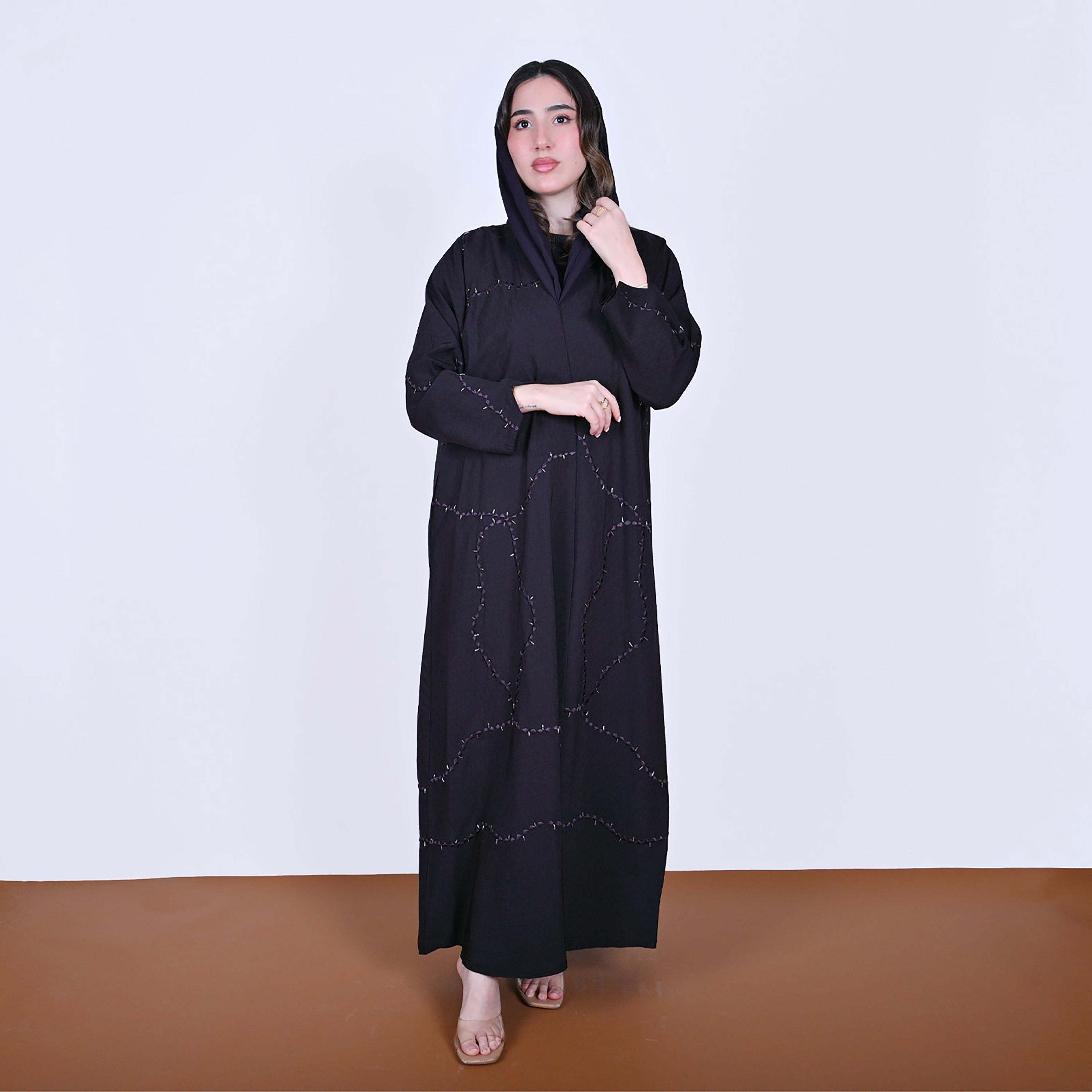 عباءة كتان مطرزة مع حجاب للنساء من حوراء-women-arabicclothing-abayas-image-10