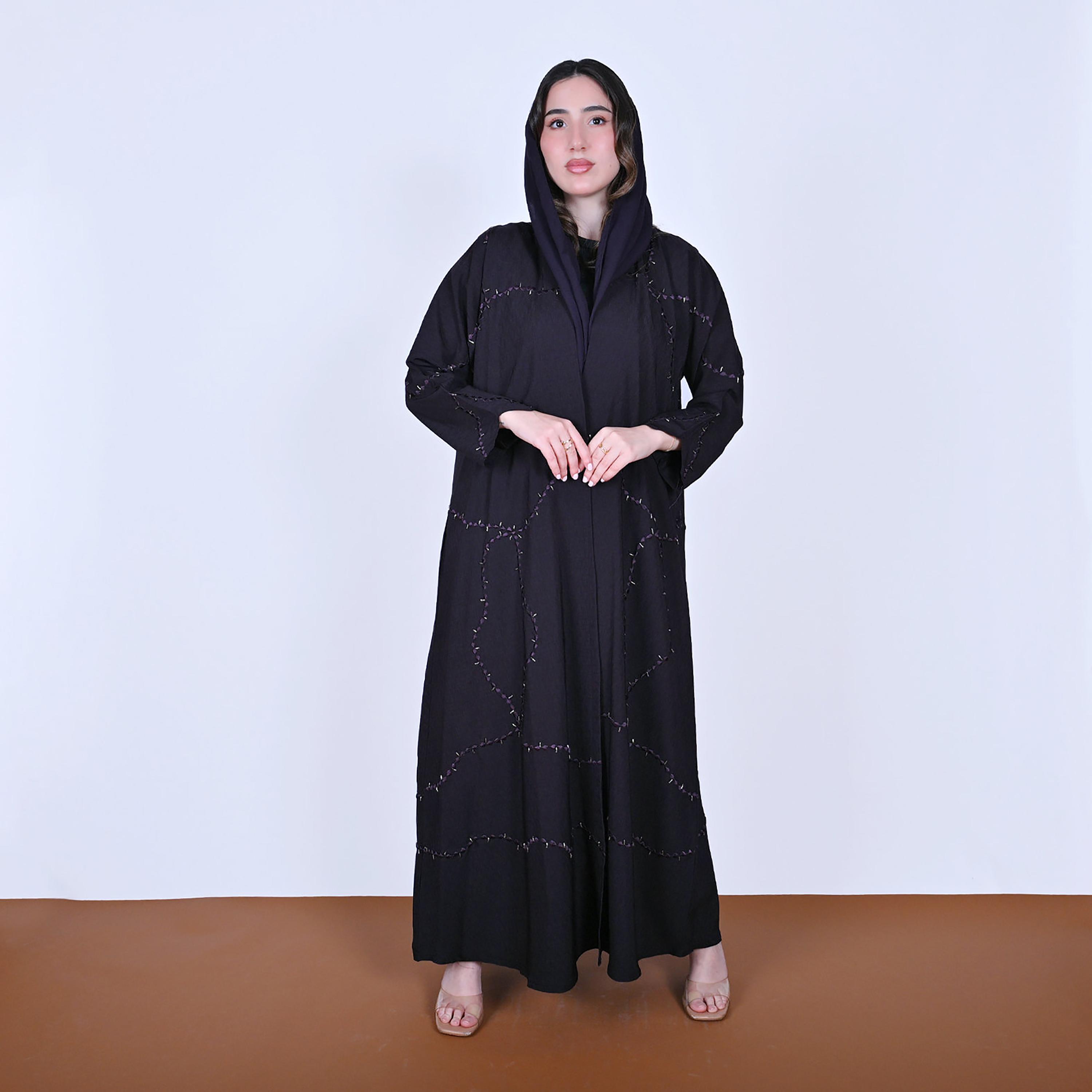 عباءة كتان مطرزة مع حجاب للنساء من حوراء-women-arabicclothing-abayas-image-9
