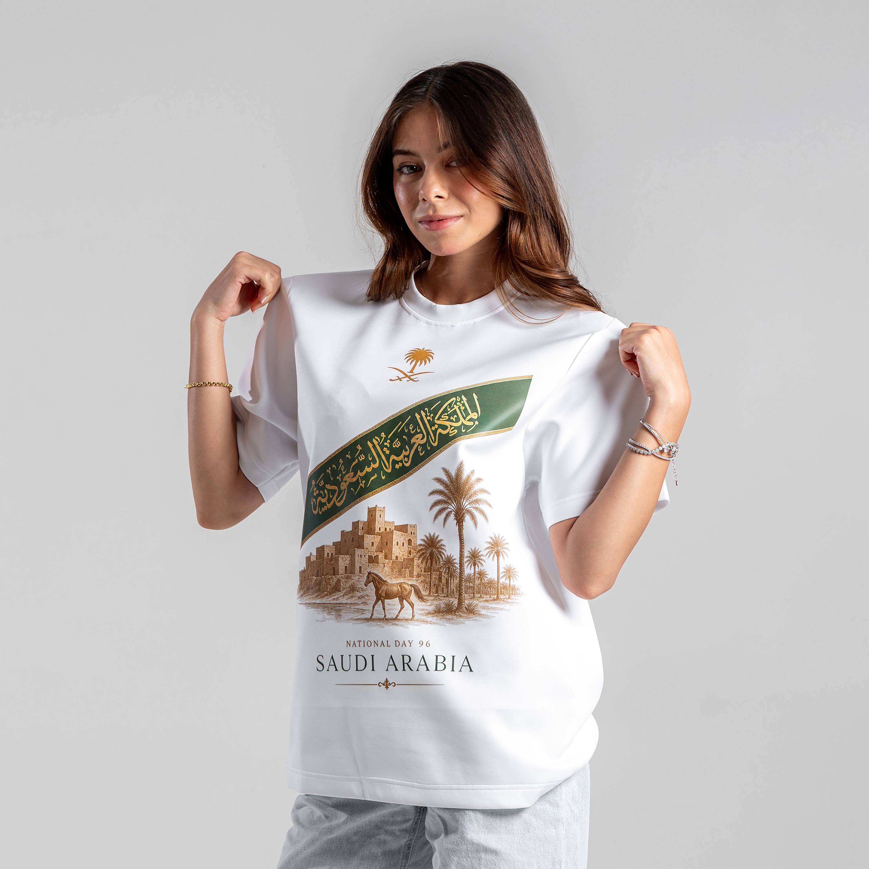 sanefn Heritage Sash Print Crew Neck Short Sleeves Women's National Day T-Shirt-women-clothing-tshirts-image-2