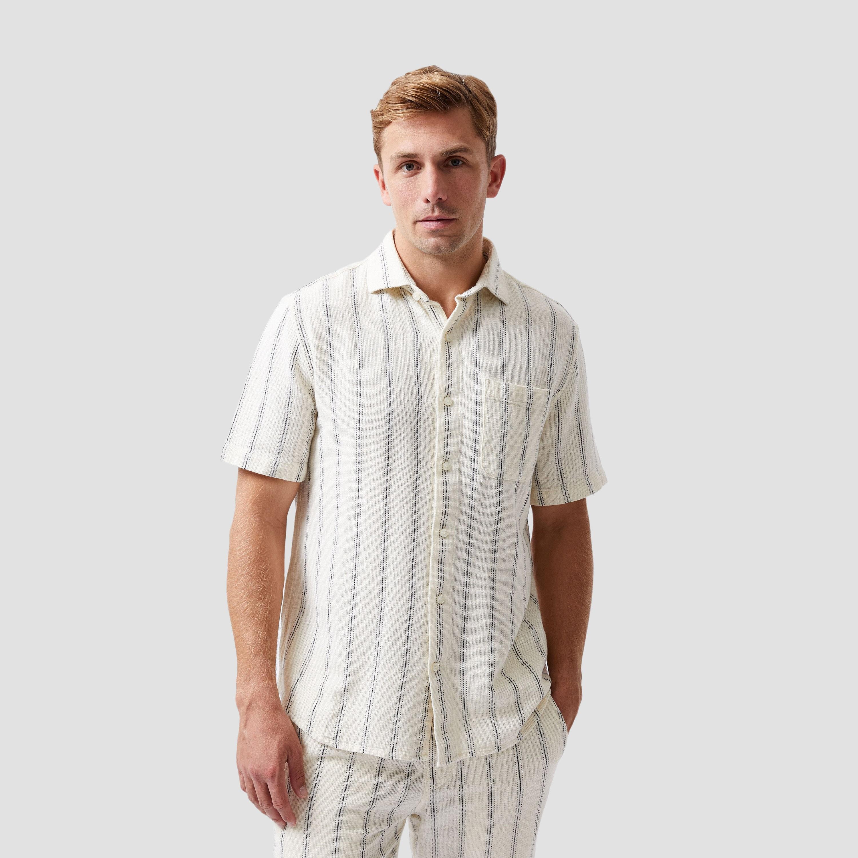 French Connection Regular Fit Striped Collared Short Sleeves Men's Shirt-men-clothing-shirts-image-1
