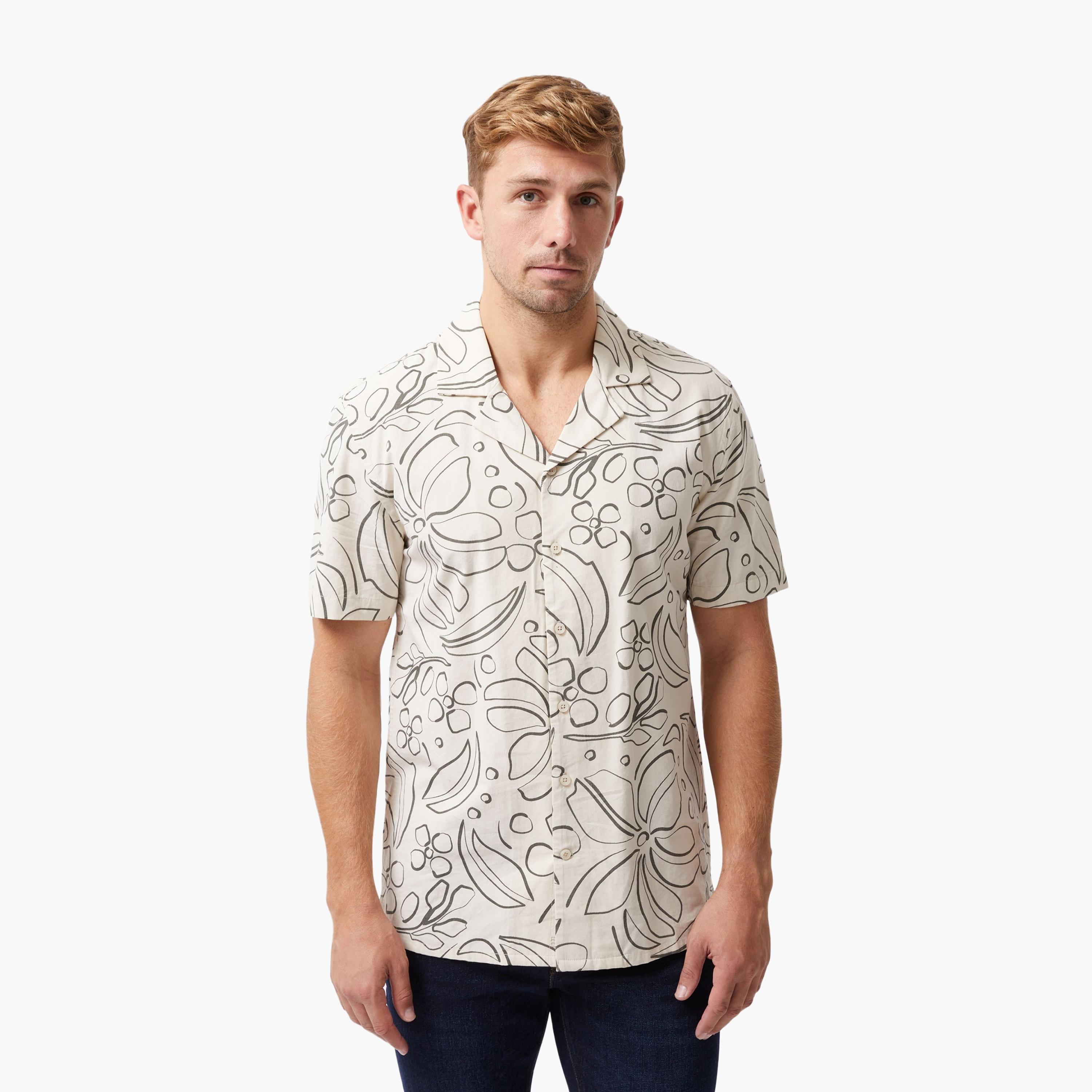 French Connection Regular Fit Printed Collared Short Sleeves Men's Shirt-men-clothing-shirts-image-1