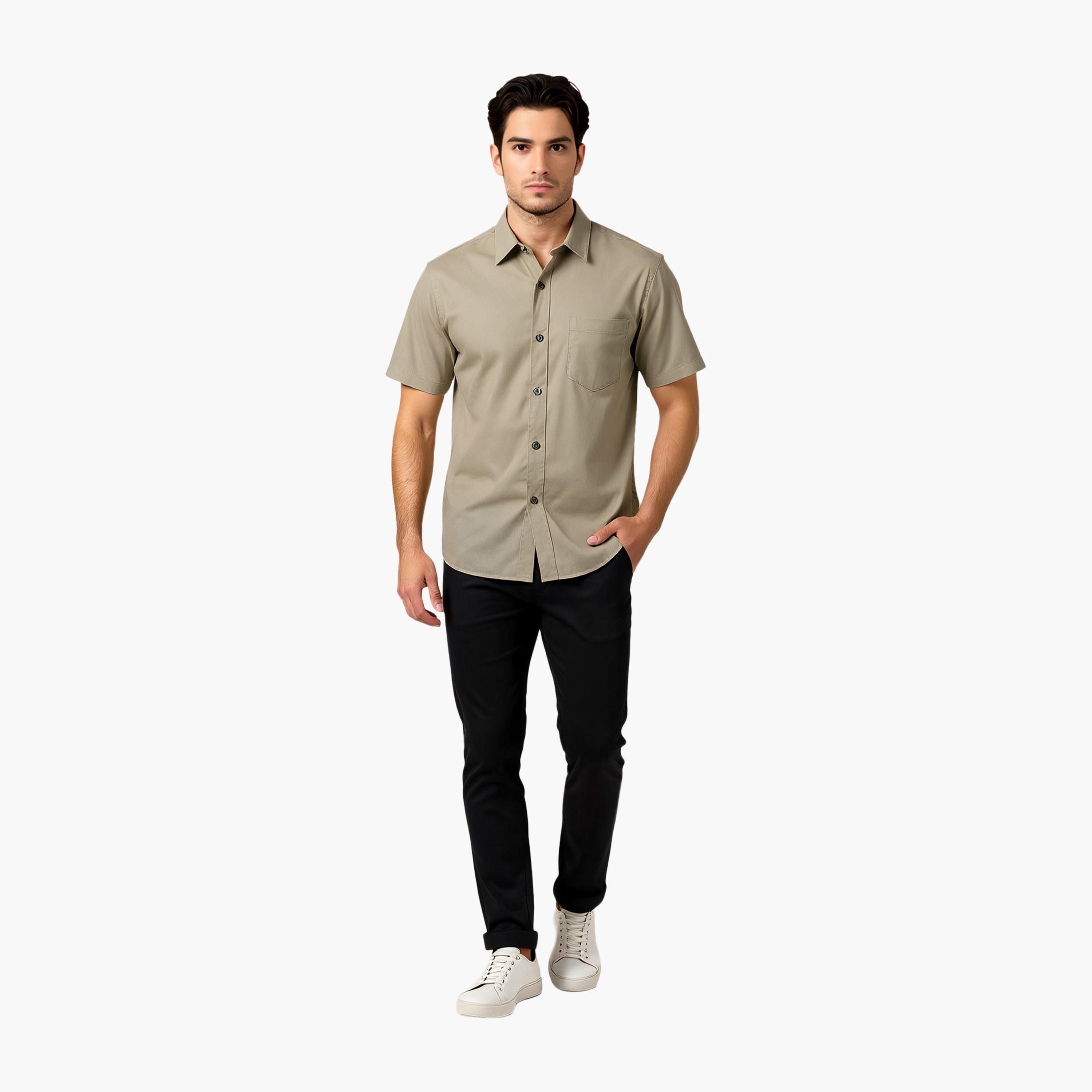 French Connection Regular Fit Plain Collared Short Sleeves Men's Shirt-men-clothing-shirts-image-2