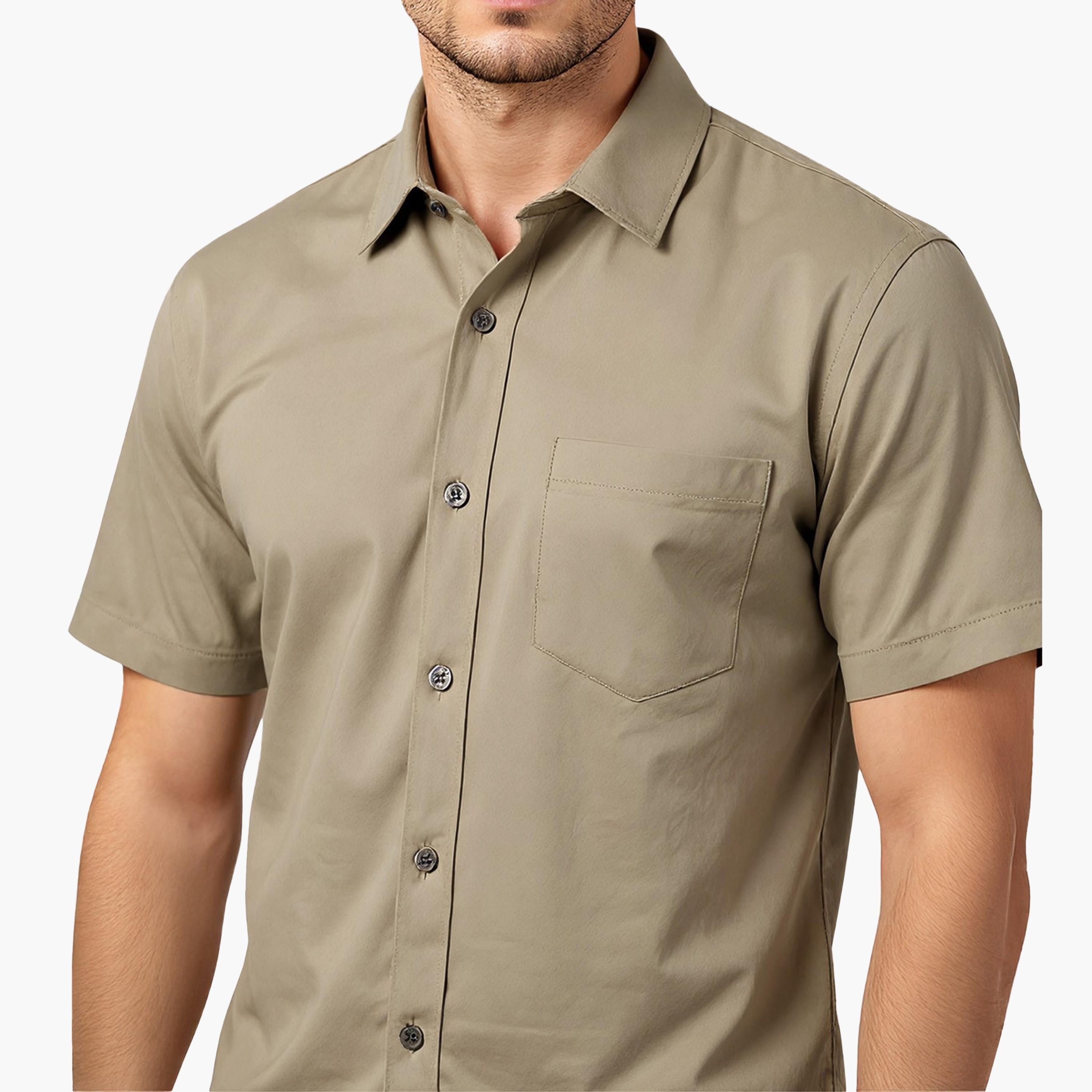 French Connection Regular Fit Plain Collared Short Sleeves Men's Shirt-men-clothing-shirts-image-3