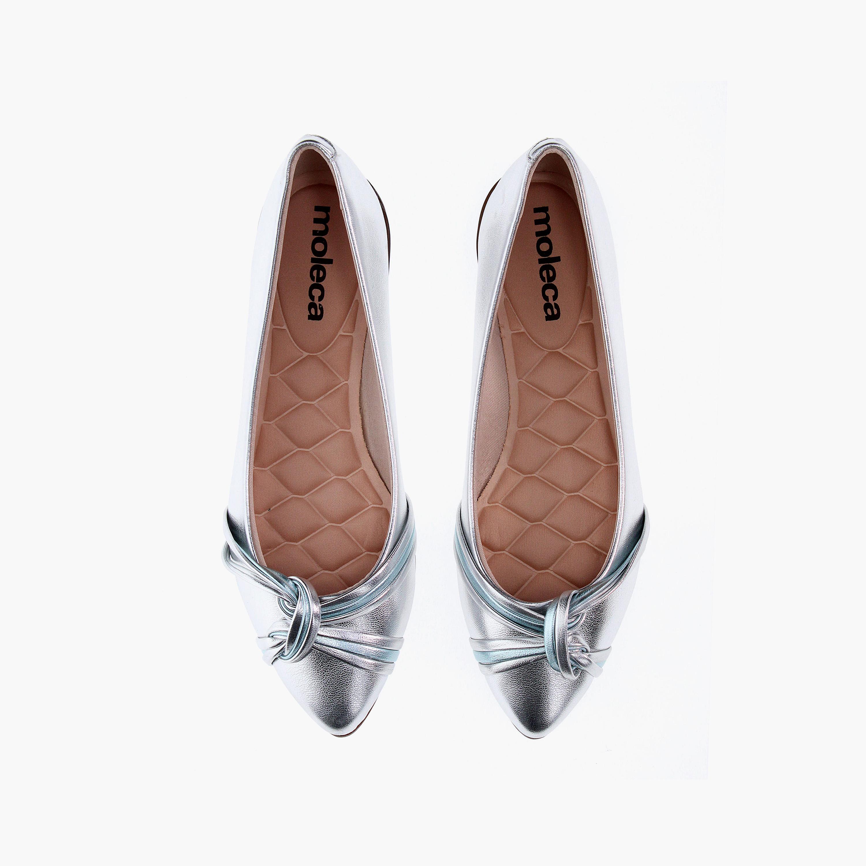 Moleca by Geoomnii Women's Metallic Pointed Toe Ballerinas with Upper Knot Design | 5301-375-25911    -women-shoes-ballerinas-image-5