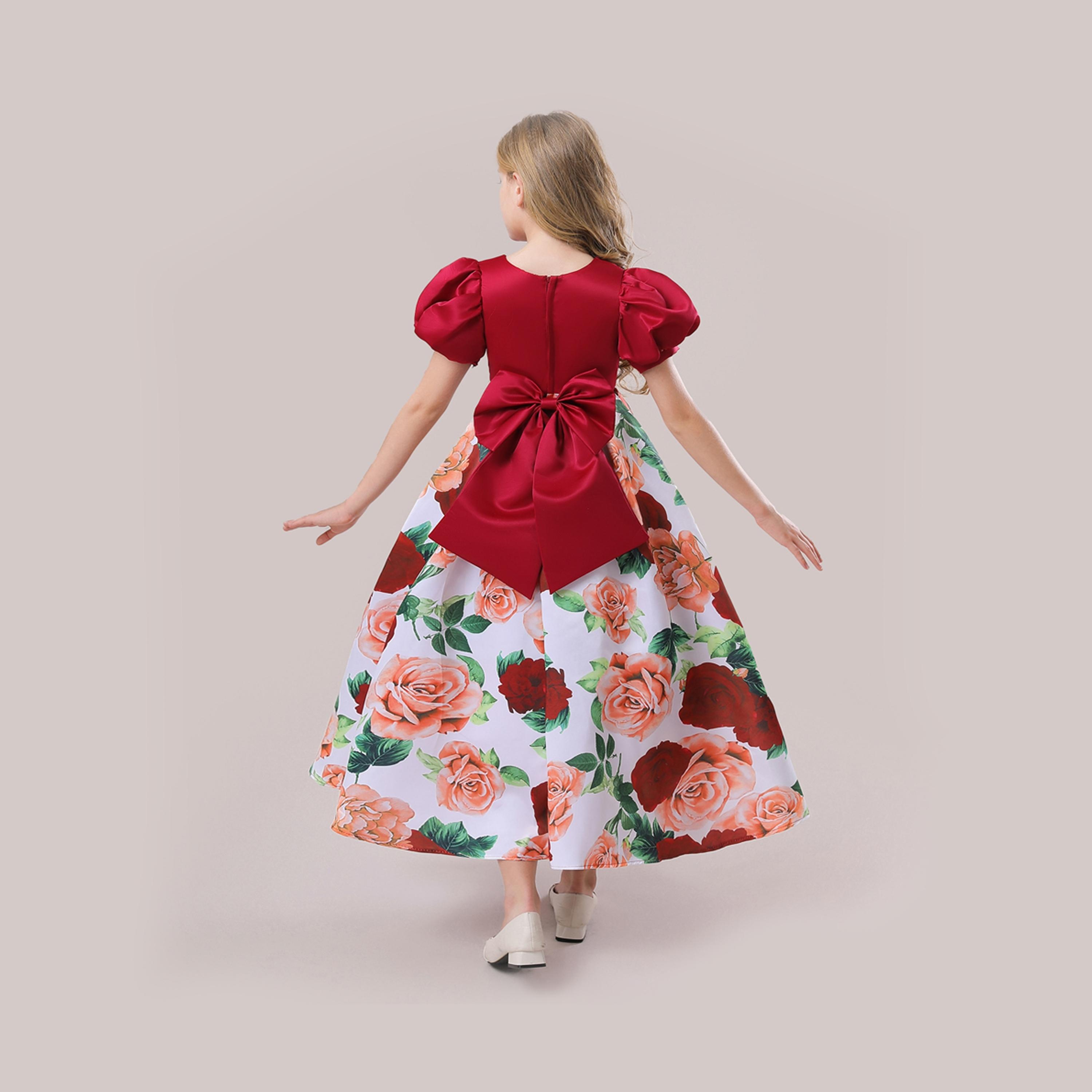 فستان حفلات بأكمام قصيرة وطبعة زهور من بيبيكلو-girls-clothing-dressesandjumpsuits-image-2