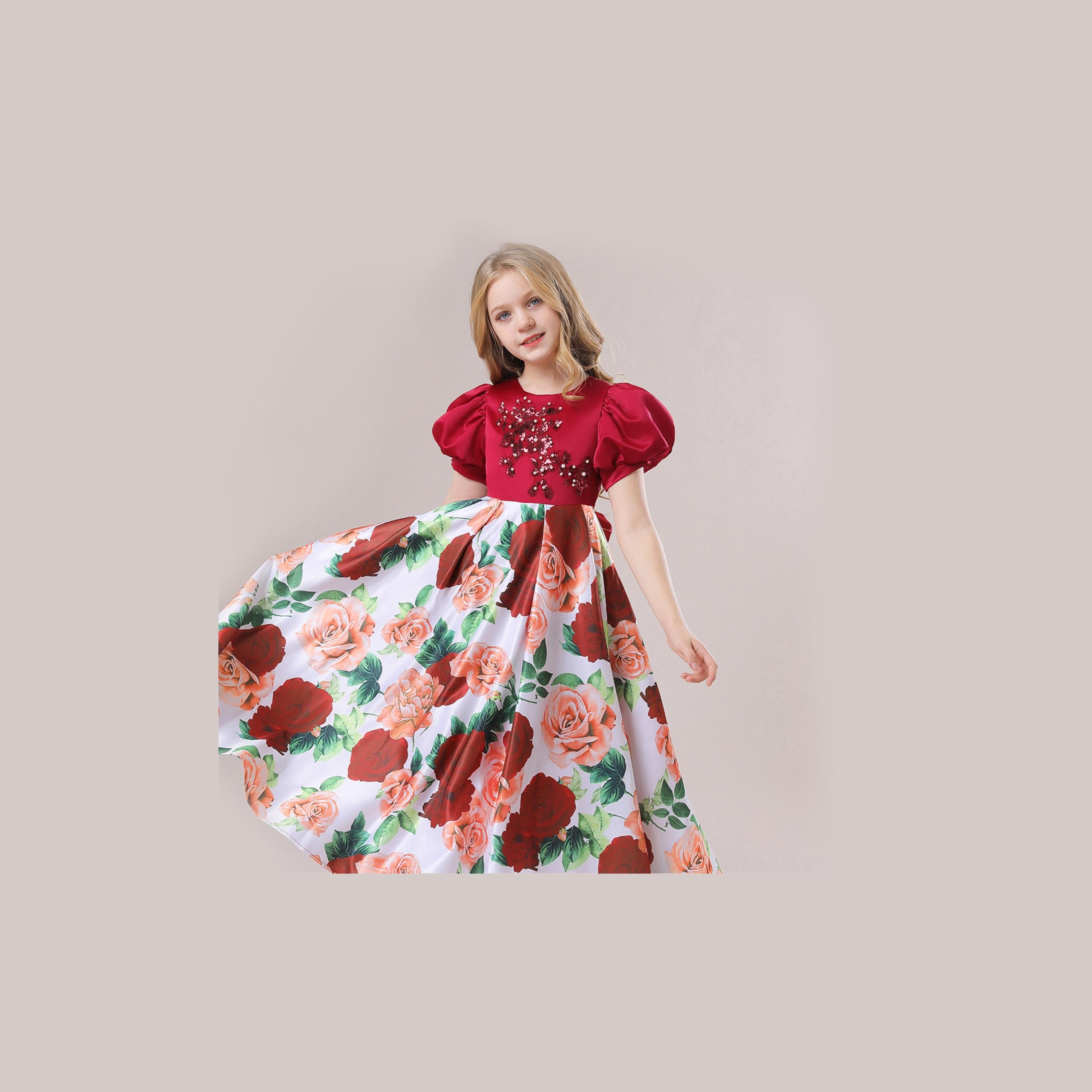 فستان حفلات بأكمام قصيرة وطبعة زهور من بيبيكلو-girls-clothing-dressesandjumpsuits-image-6