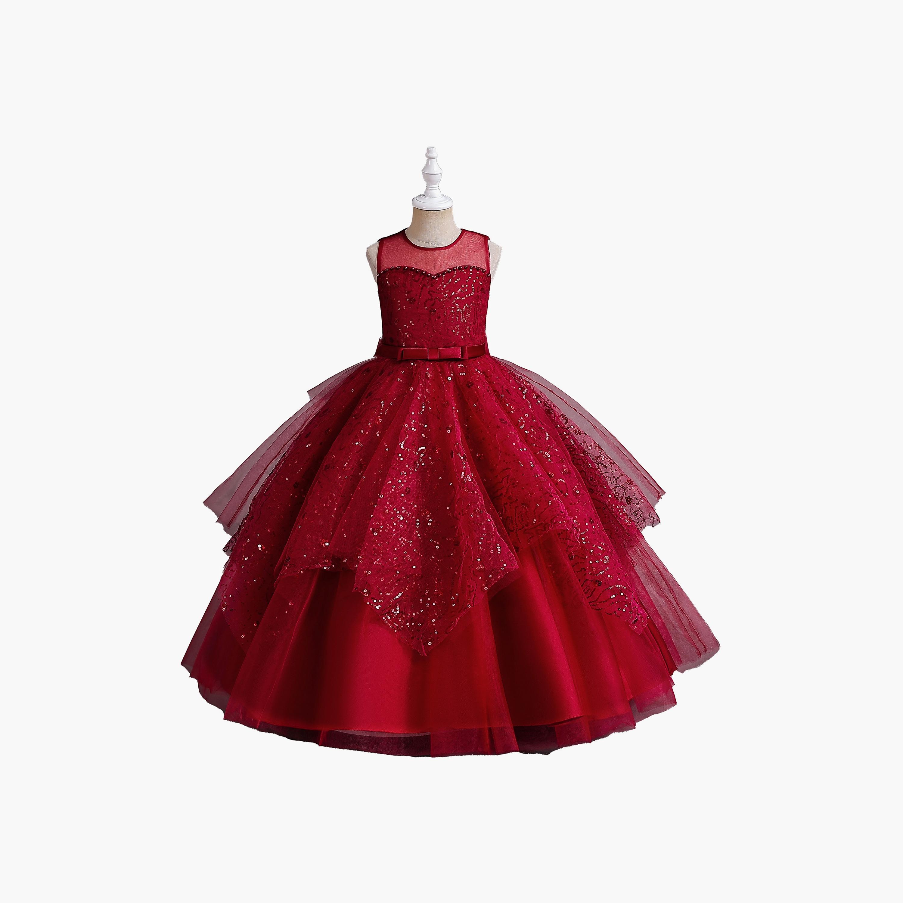 Babyqlo Glitter Embellished Long Party Dress -girls-clothing-dressesandjumpsuits-image-1