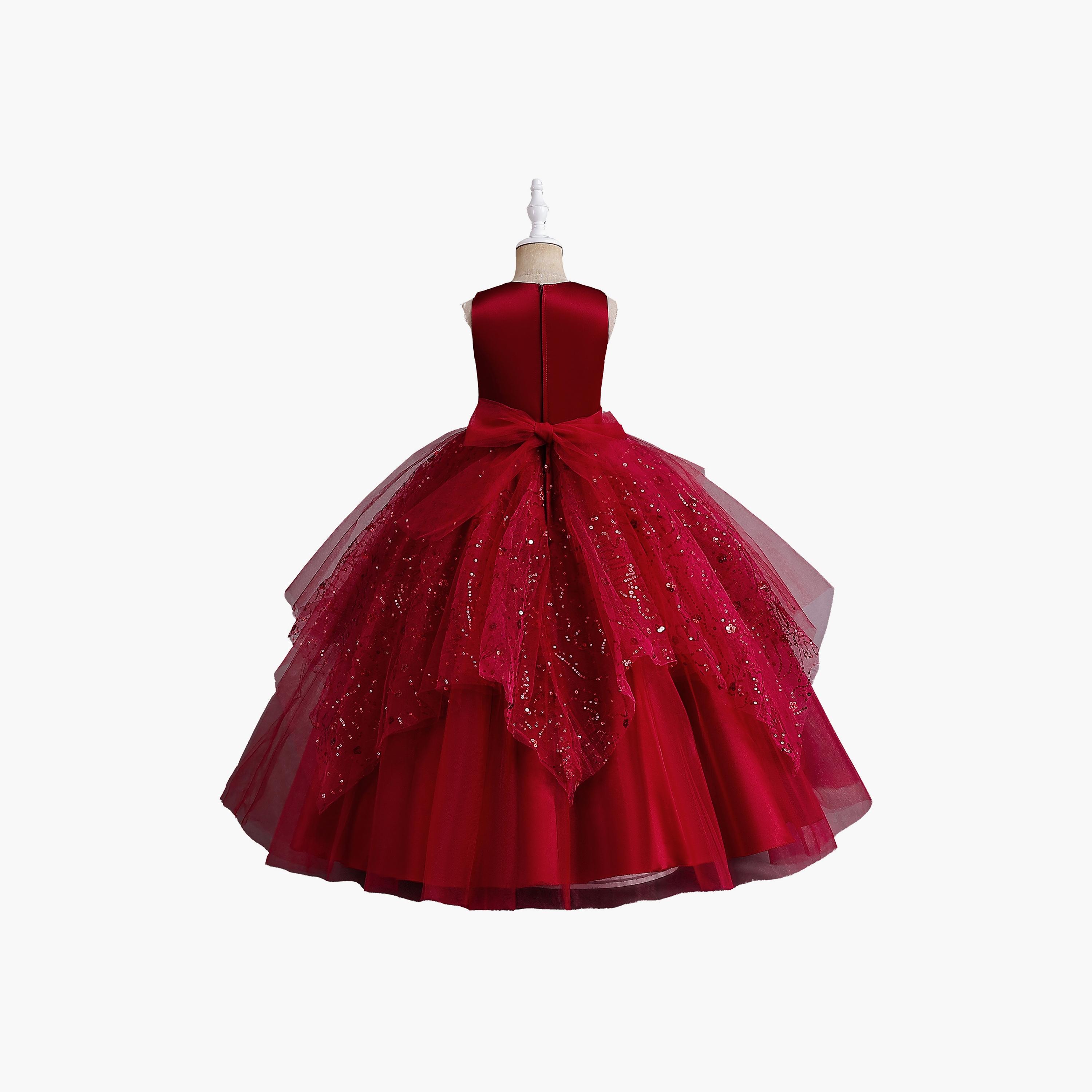Babyqlo Glitter Embellished Long Party Dress -girls-clothing-dressesandjumpsuits-image-2