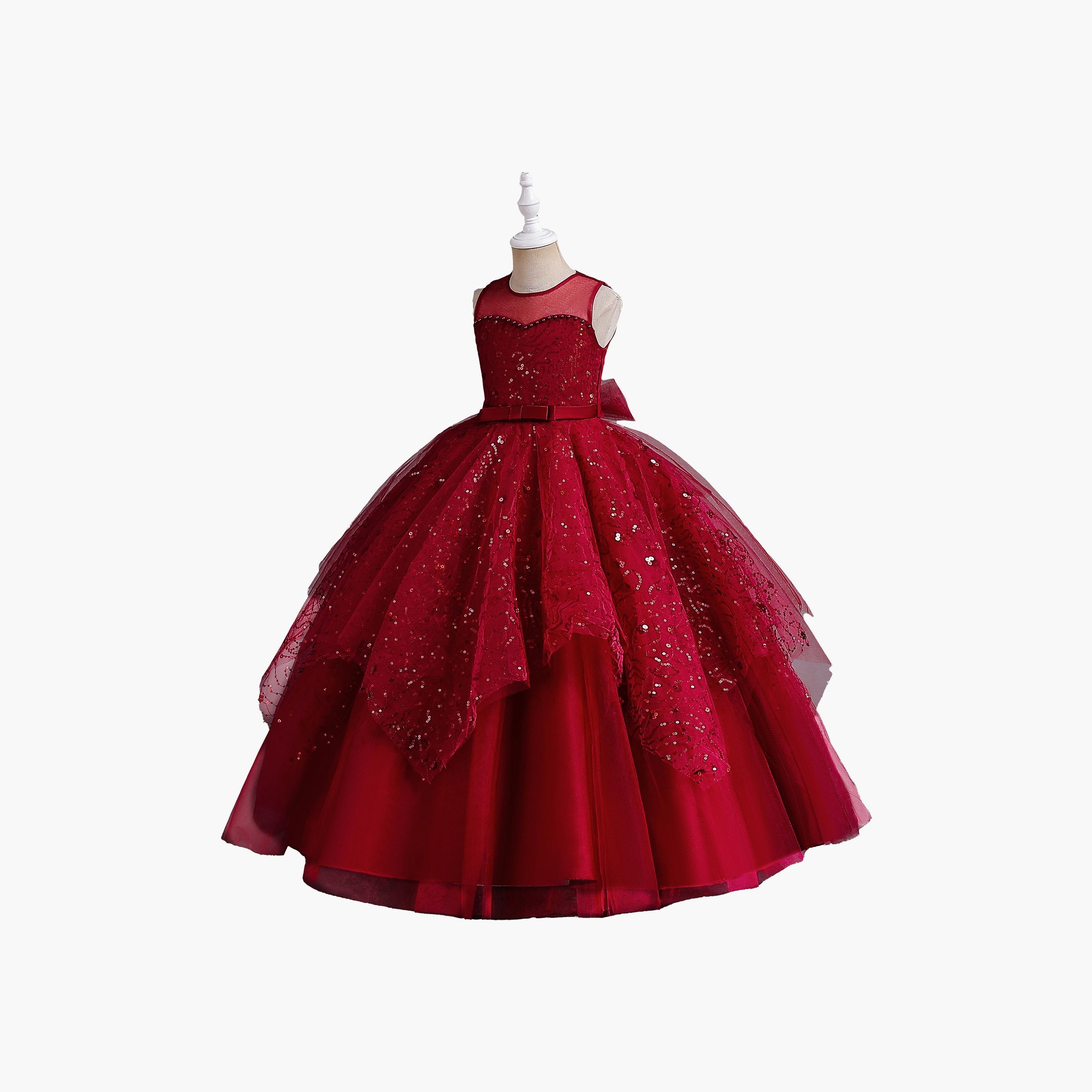 Babyqlo Glitter Embellished Long Party Dress -girls-clothing-dressesandjumpsuits-image-3