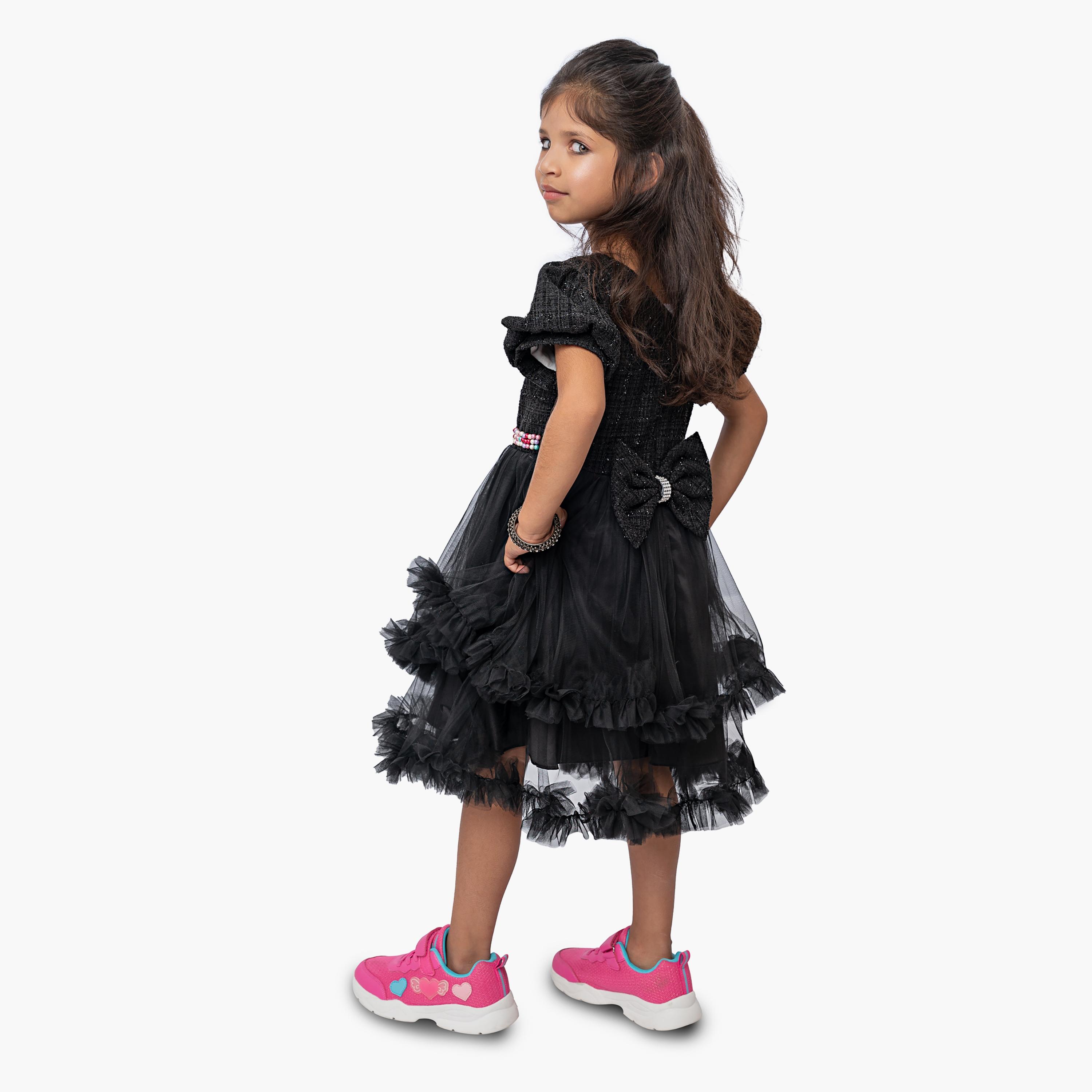 Babyqlo Embellished Short Sleeves Party Dress with Pearl Belt-girls-clothing-dressesandjumpsuits-image-3