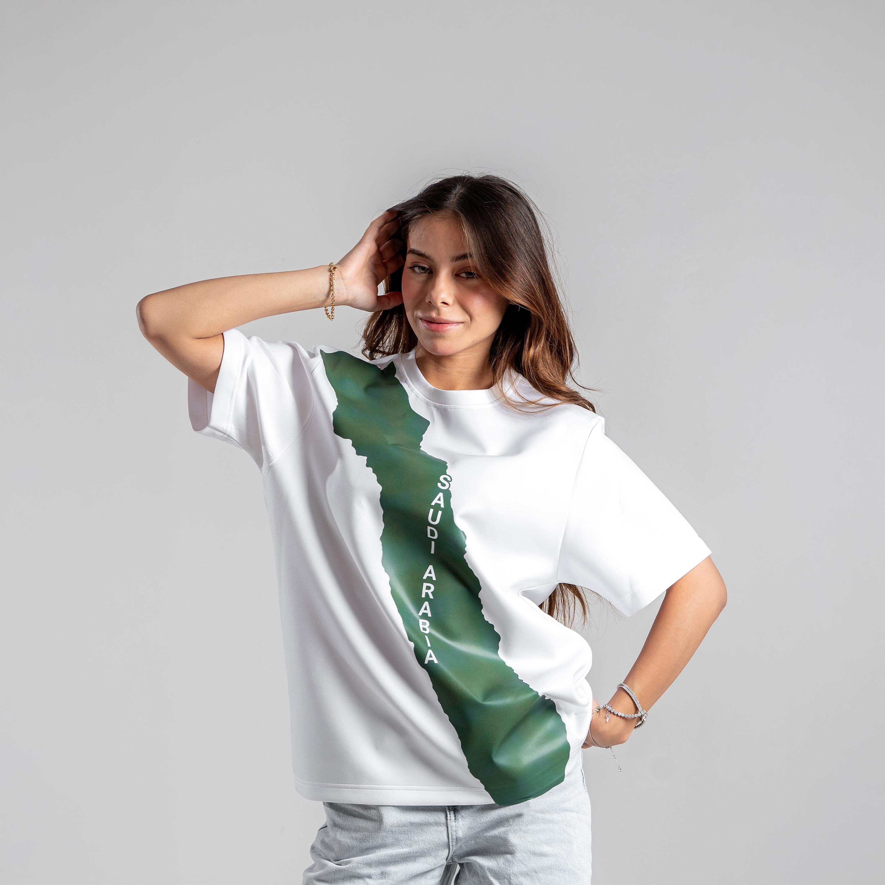sanefn Diagonal Sash Print Crew Neck Short Sleeves Women's National Day T-Shirt-women-clothing-tshirts-image-2