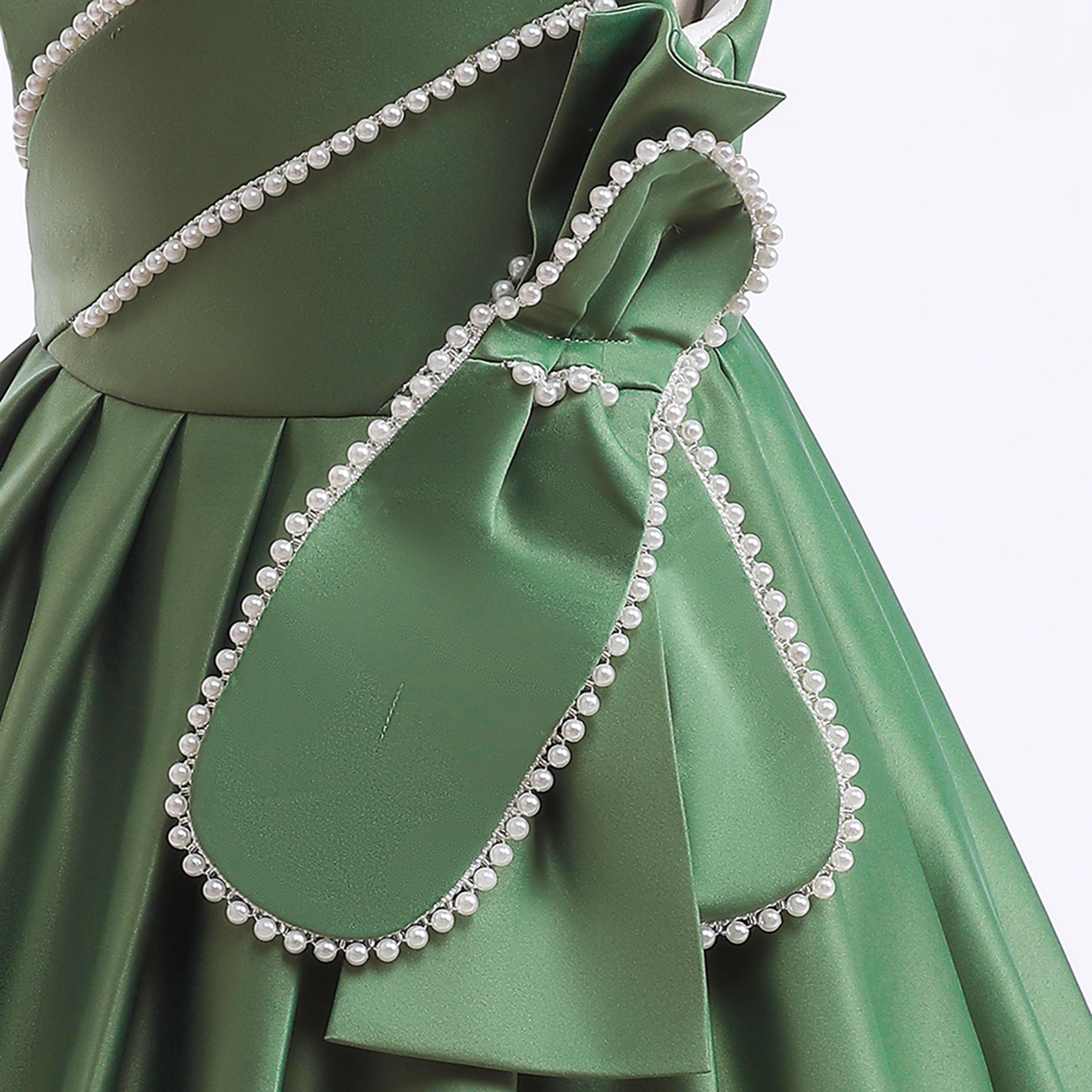 Babyqlo Pearl & Pleated Sleeveless Dress-girls-clothing-dressesandjumpsuits-image-5