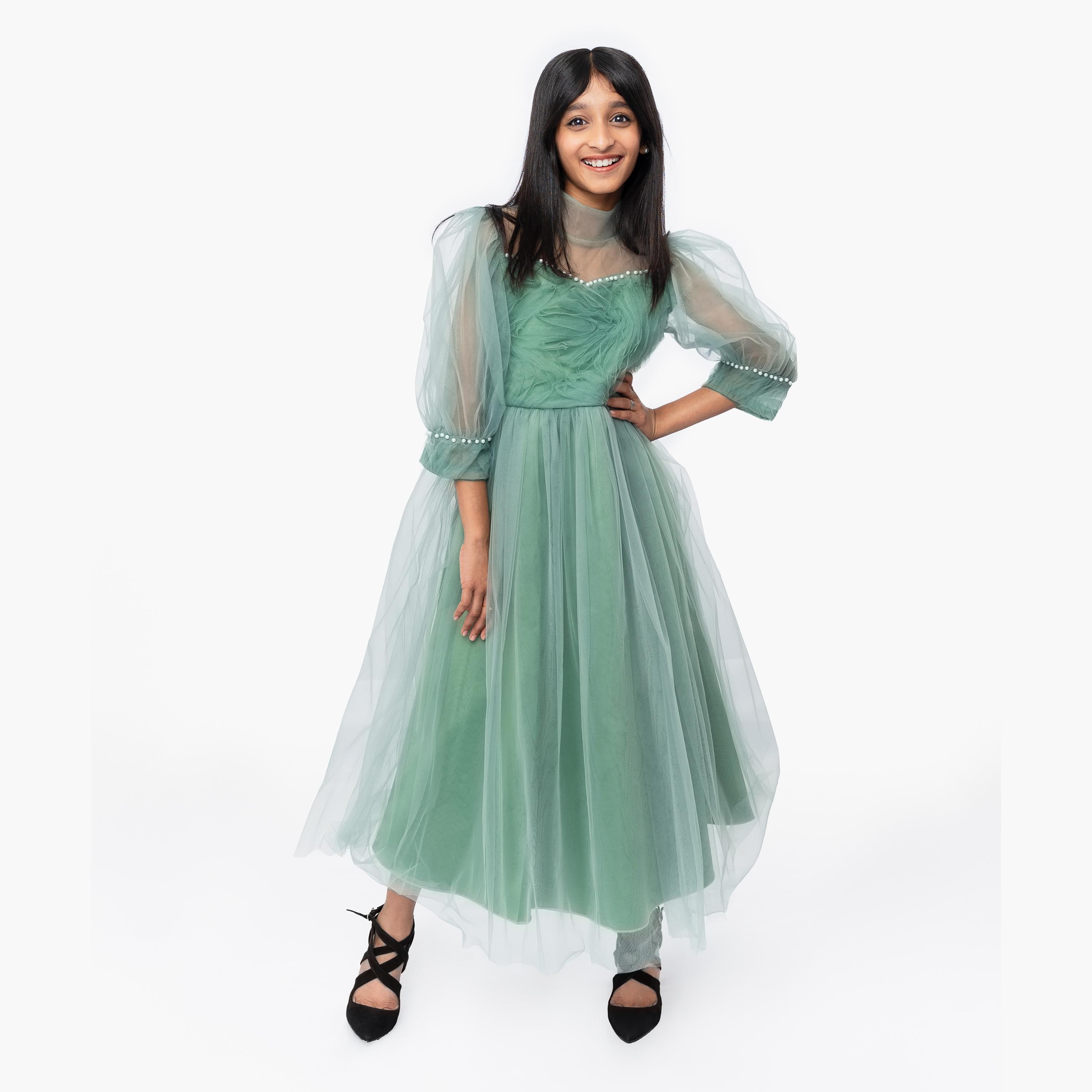 Babyqlo Embellished Three-Quarter Sleeves Gown-girls-clothing-dressesandjumpsuits-image-1