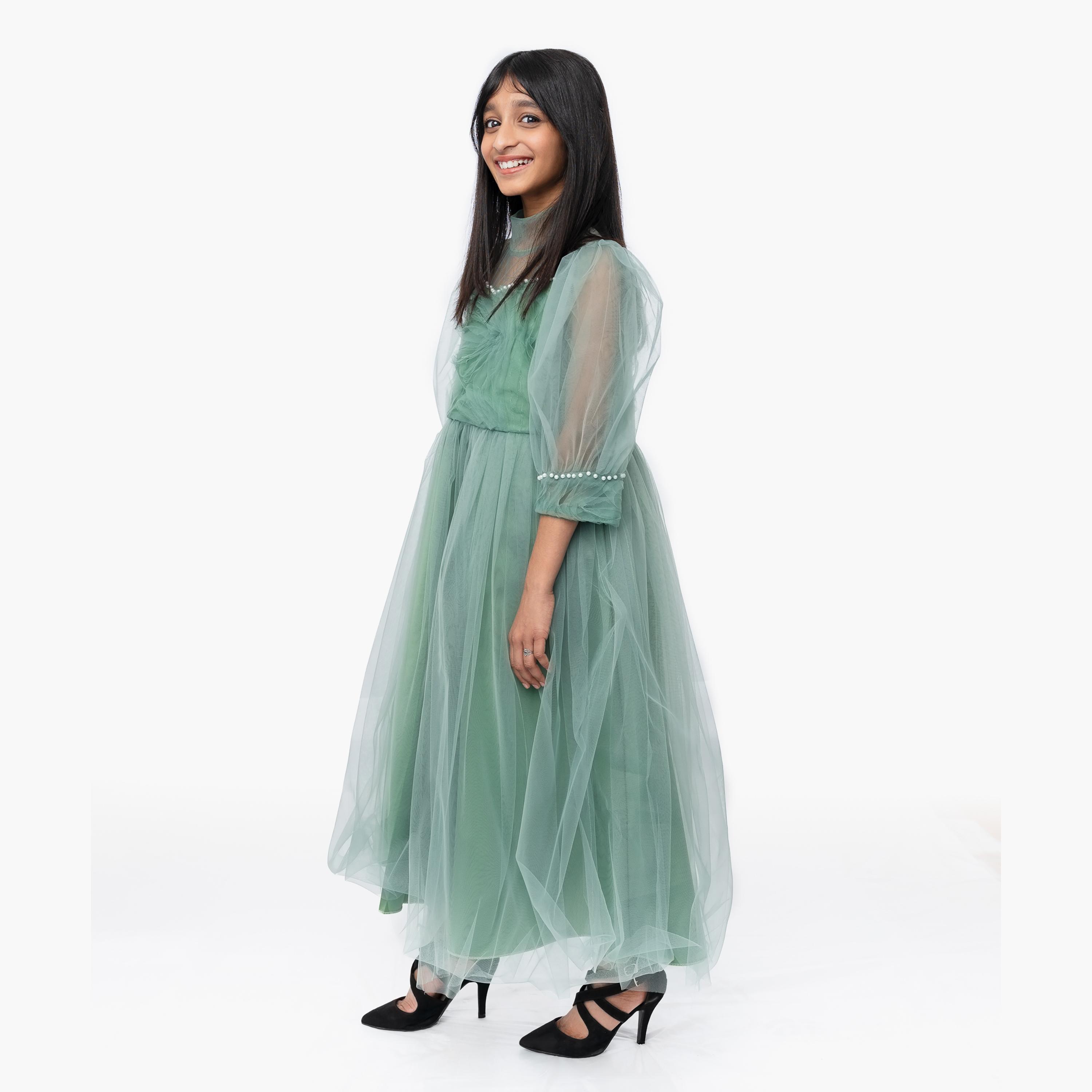 Babyqlo Embellished Three-Quarter Sleeves Gown-girls-clothing-dressesandjumpsuits-image-2