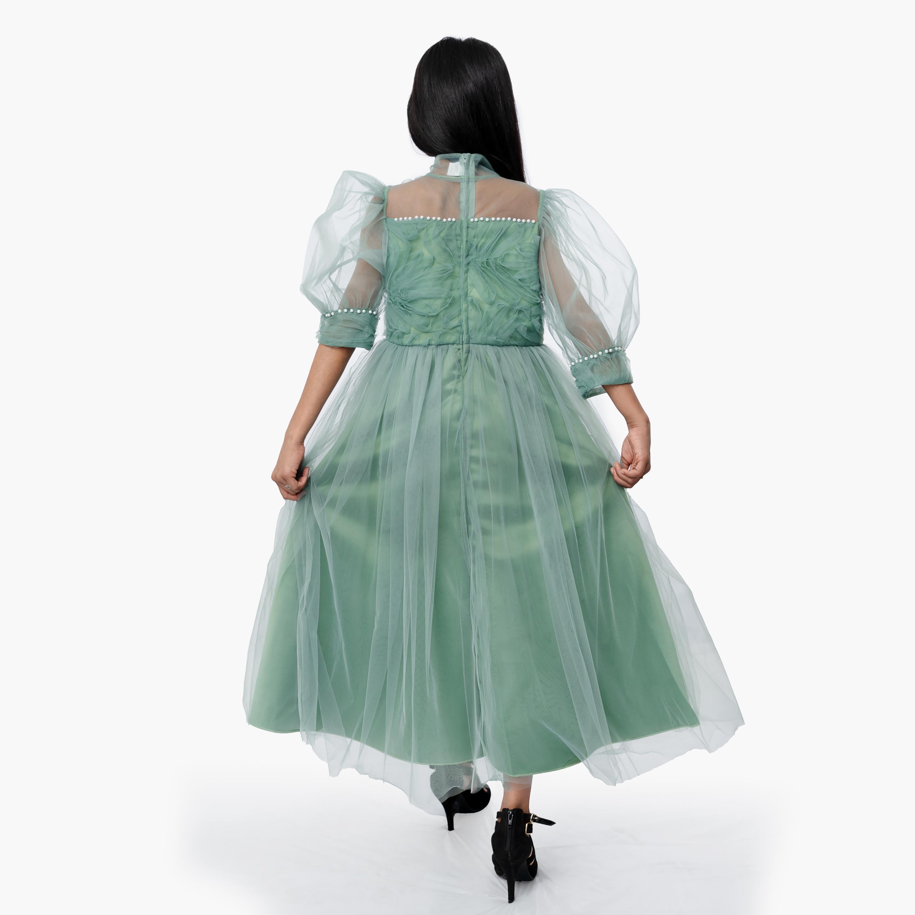 Babyqlo Embellished Three-Quarter Sleeves Gown-girls-clothing-dressesandjumpsuits-image-3