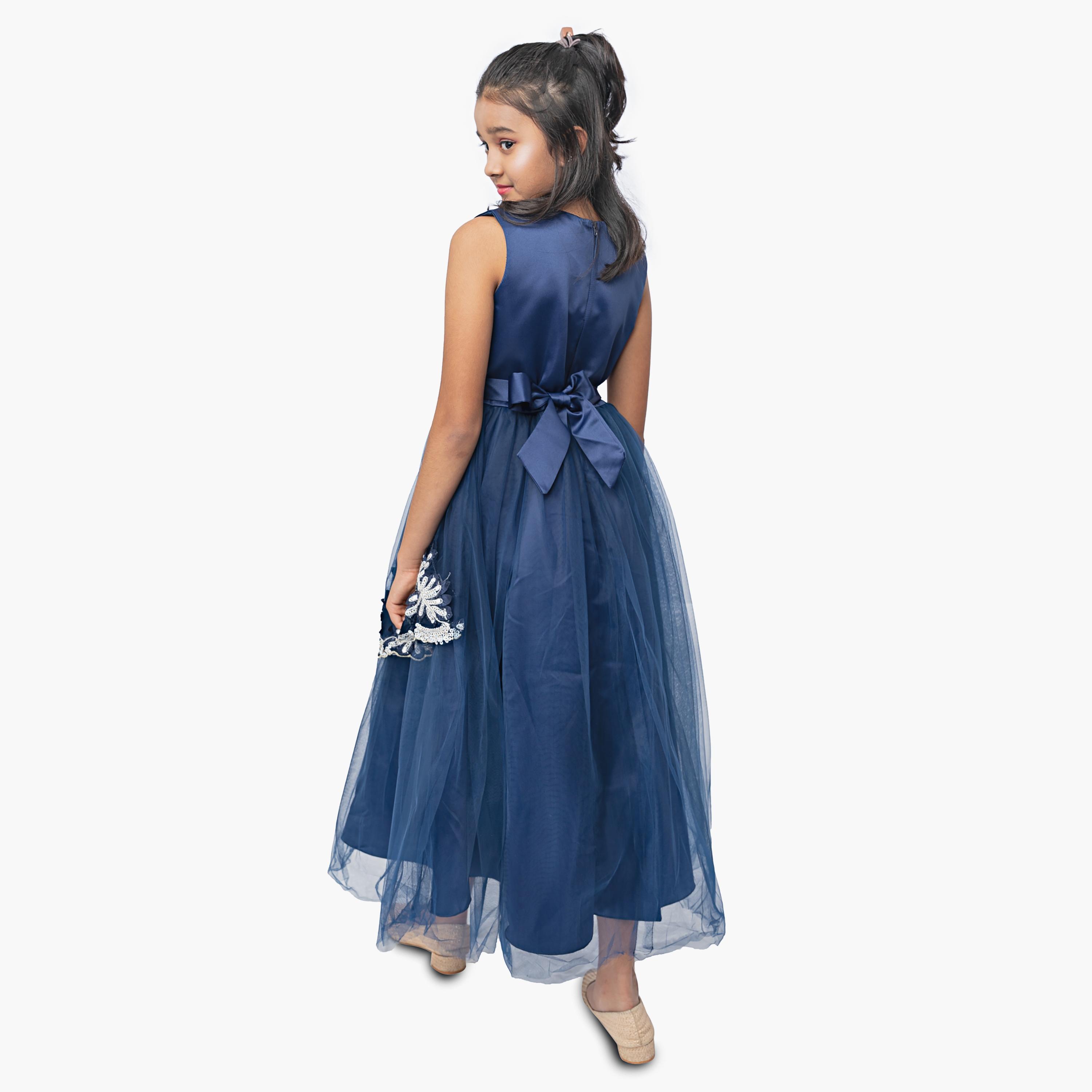 Babyqlo Embellished & Pleated Sleeveless Gown-girls-clothing-dressesandjumpsuits-image-3