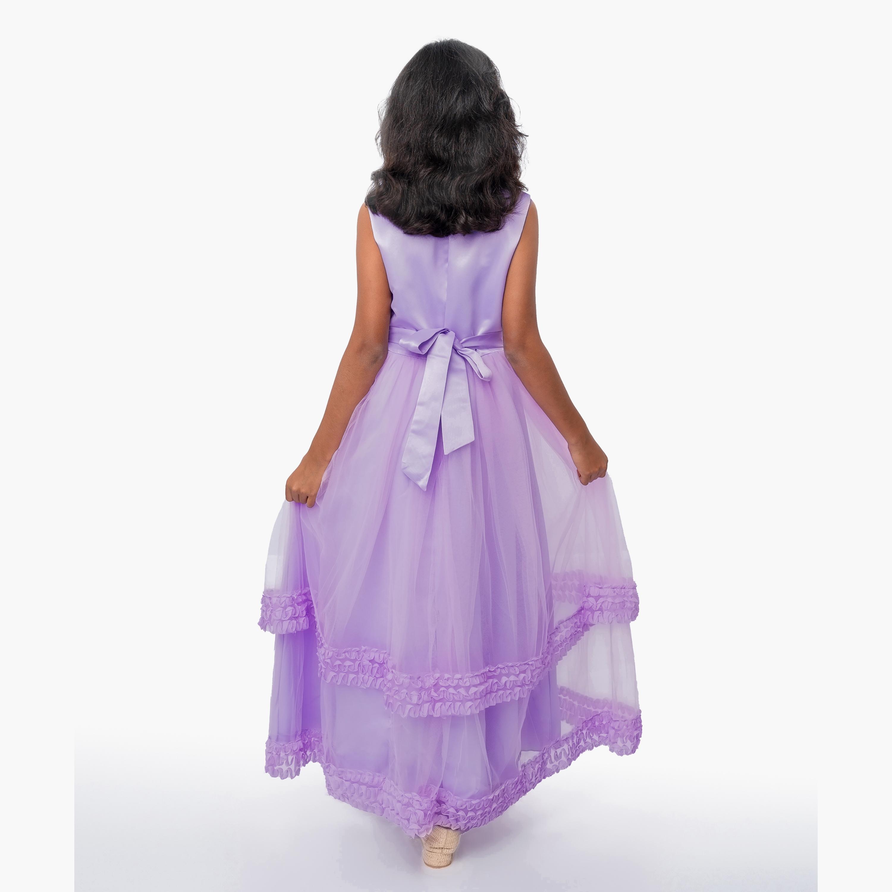 Babyqlo Pearl & Pleated Sleeveless Gown-girls-clothing-dressesandjumpsuits-image-3