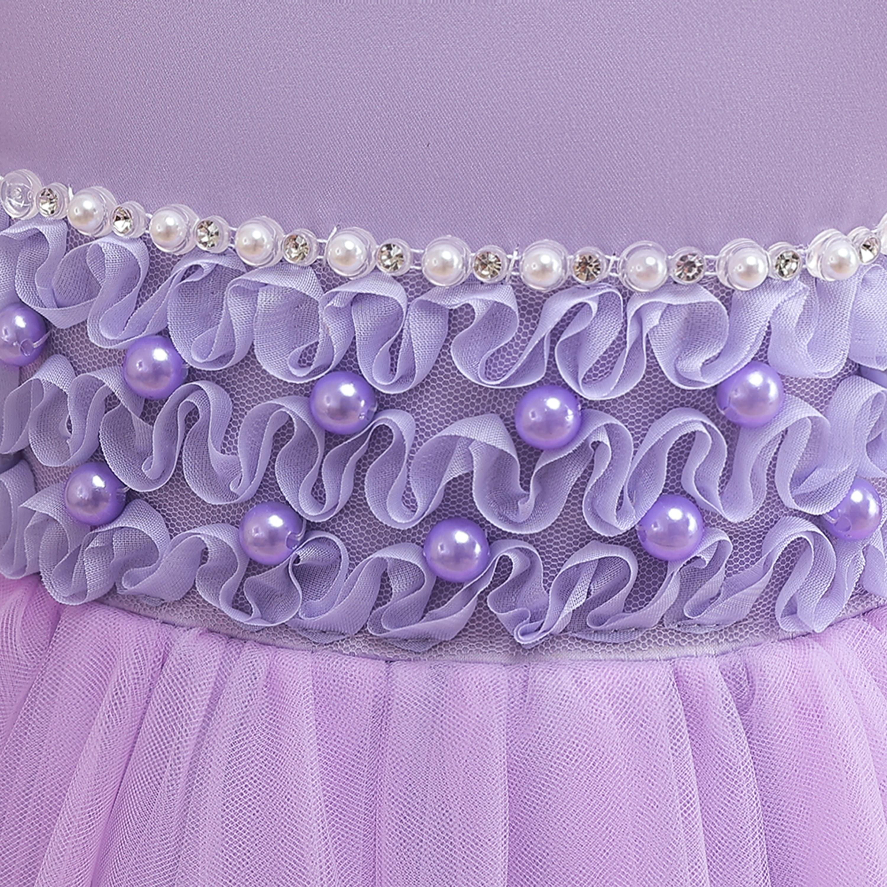 Babyqlo Pearl & Pleated Sleeveless Gown-girls-clothing-dressesandjumpsuits-image-4