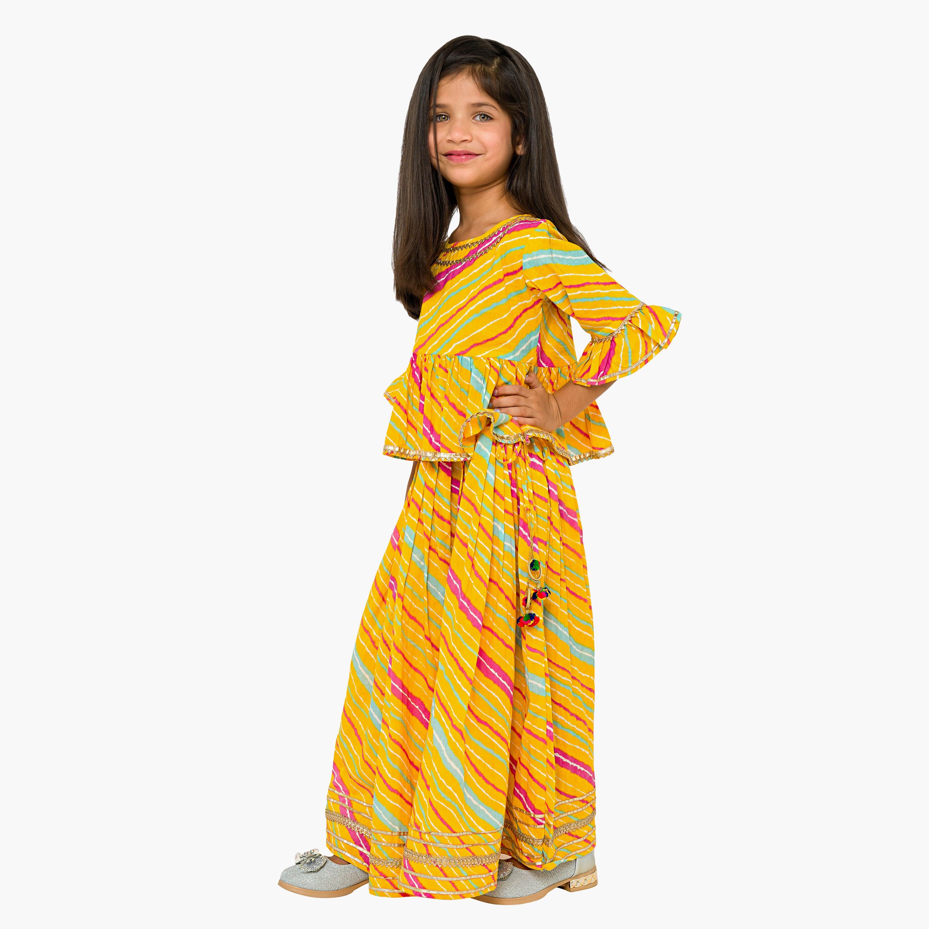 Babyqlo 2-Piece Striped Three Quarter Sleeves Top with Skirt-baby-girls-clothing-setsandcoords-image-2