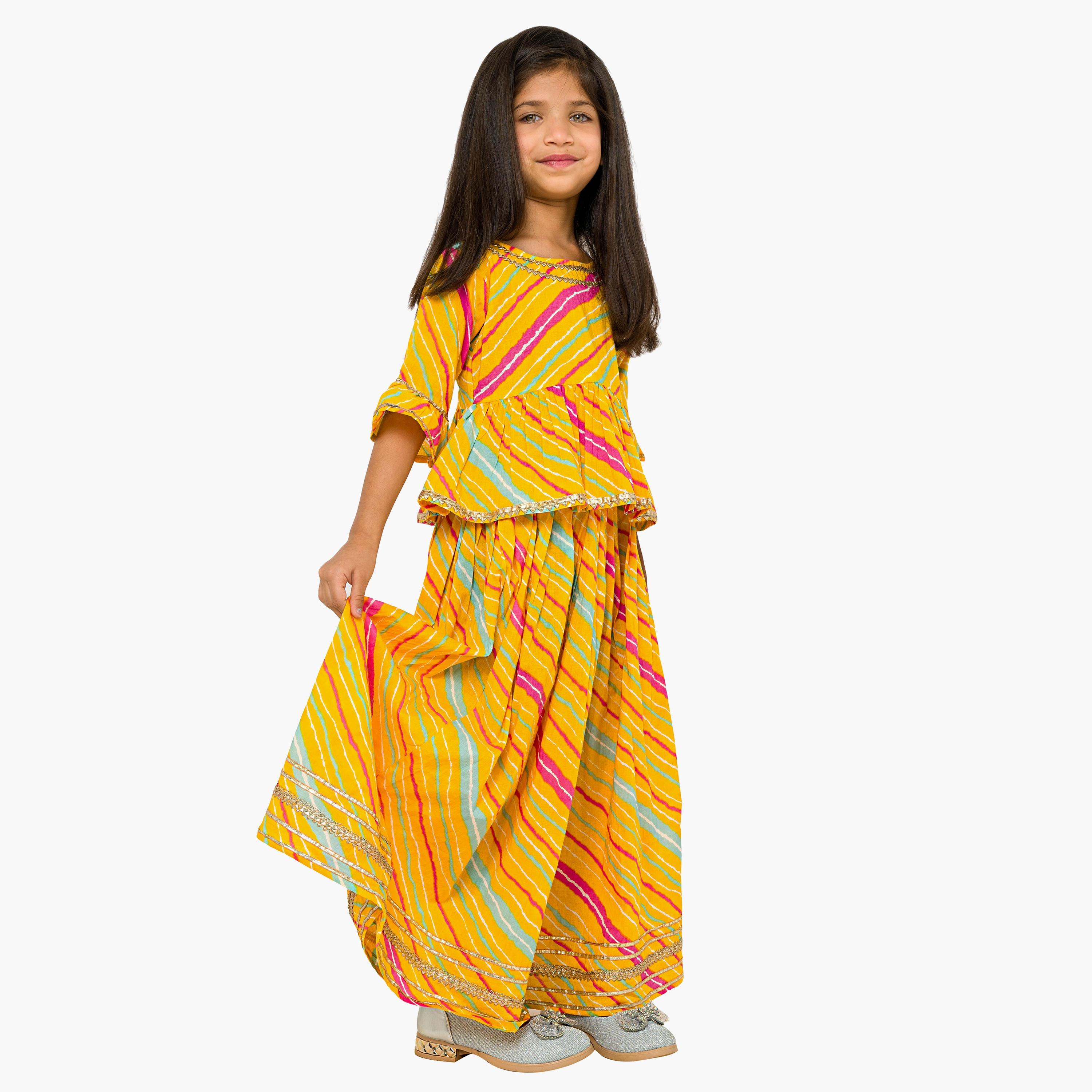 Babyqlo 2-Piece Striped Three Quarter Sleeves Top with Skirt-baby-girls-clothing-setsandcoords-image-3
