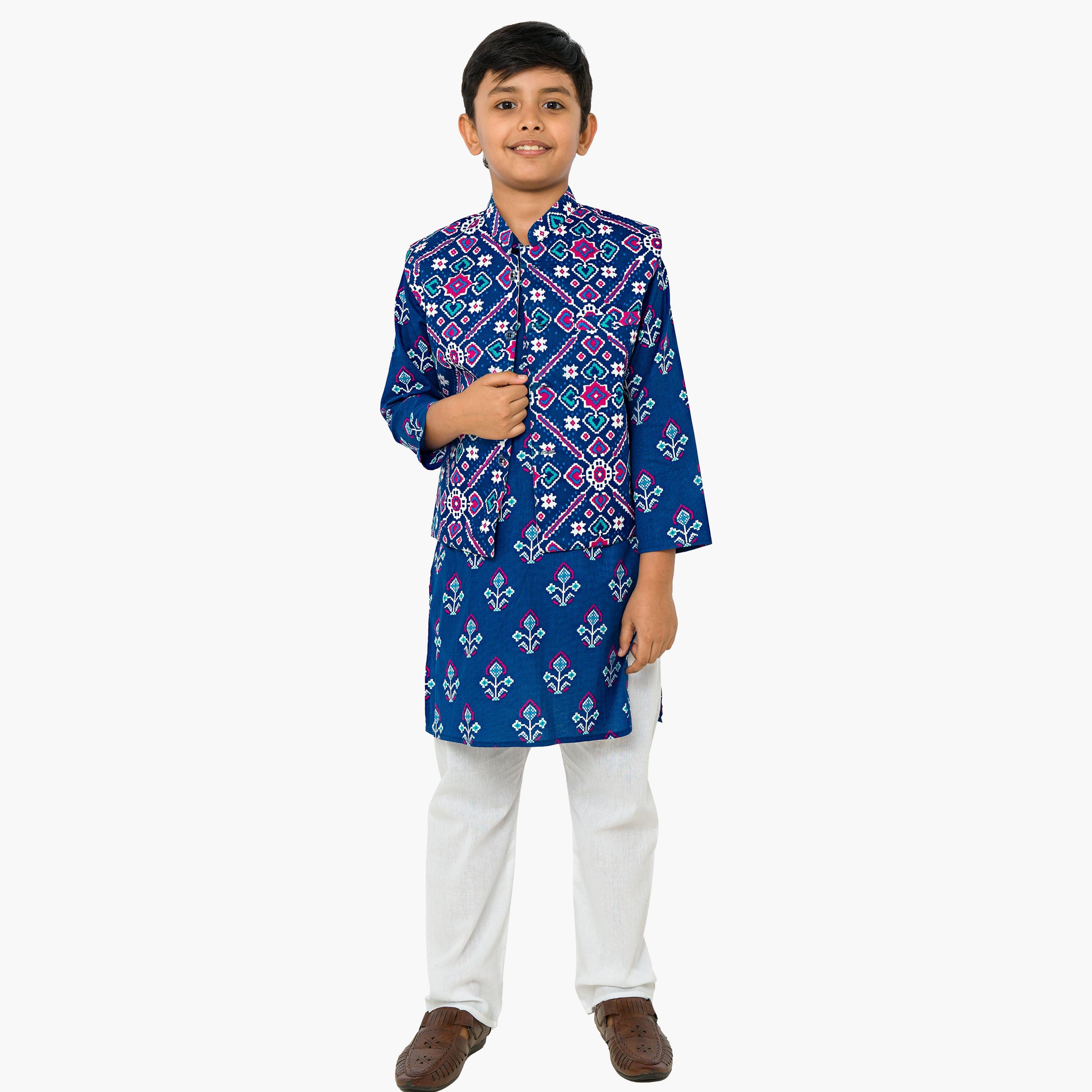 كورتا مطبوعة بأكمام ثلاثة أرباع مع بيجامة وجاكيت 3 قطع من بيبكلو-boys-clothing-setsandcoords-image-1