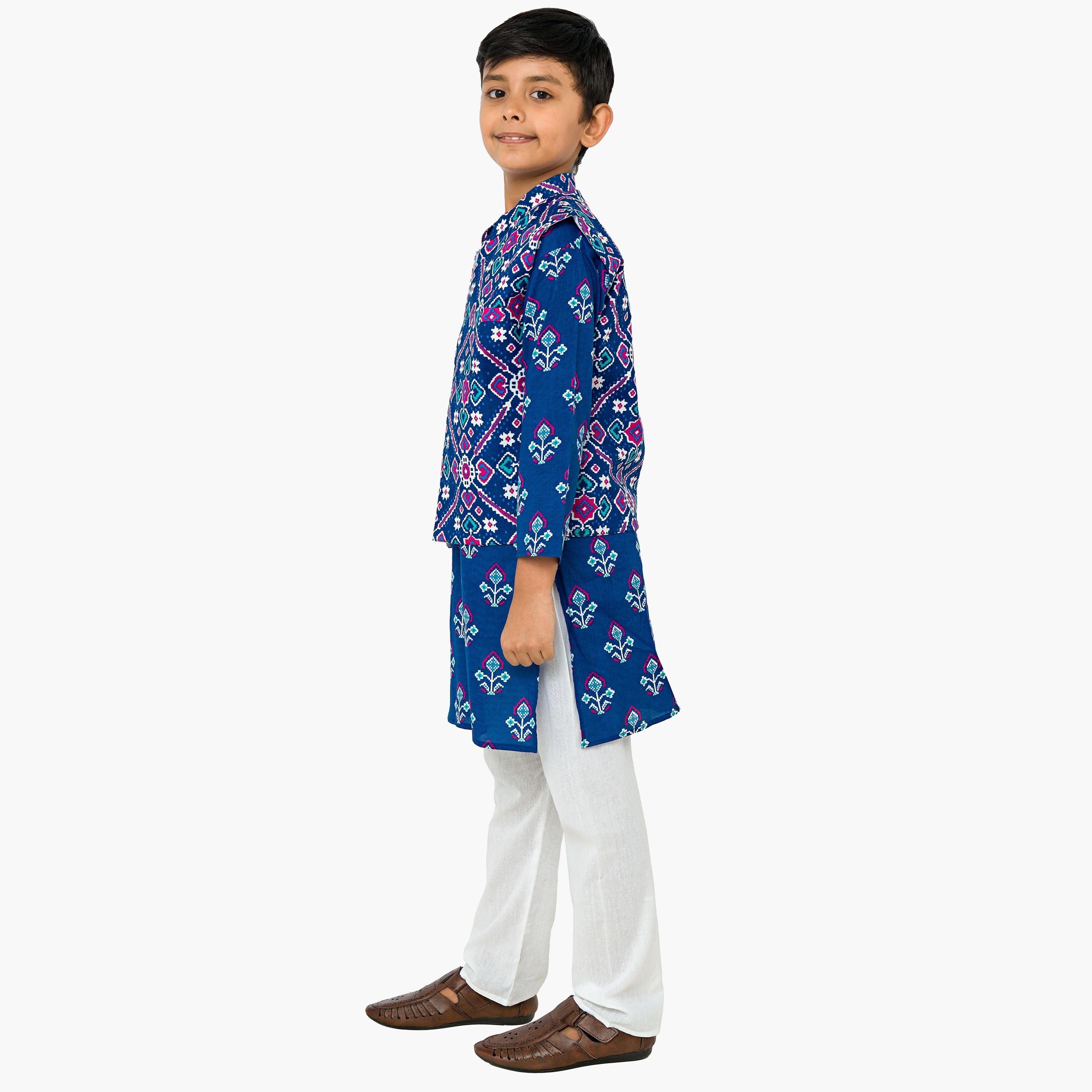 كورتا مطبوعة بأكمام ثلاثة أرباع مع بيجامة وجاكيت 3 قطع من بيبكلو-boys-clothing-setsandcoords-image-2