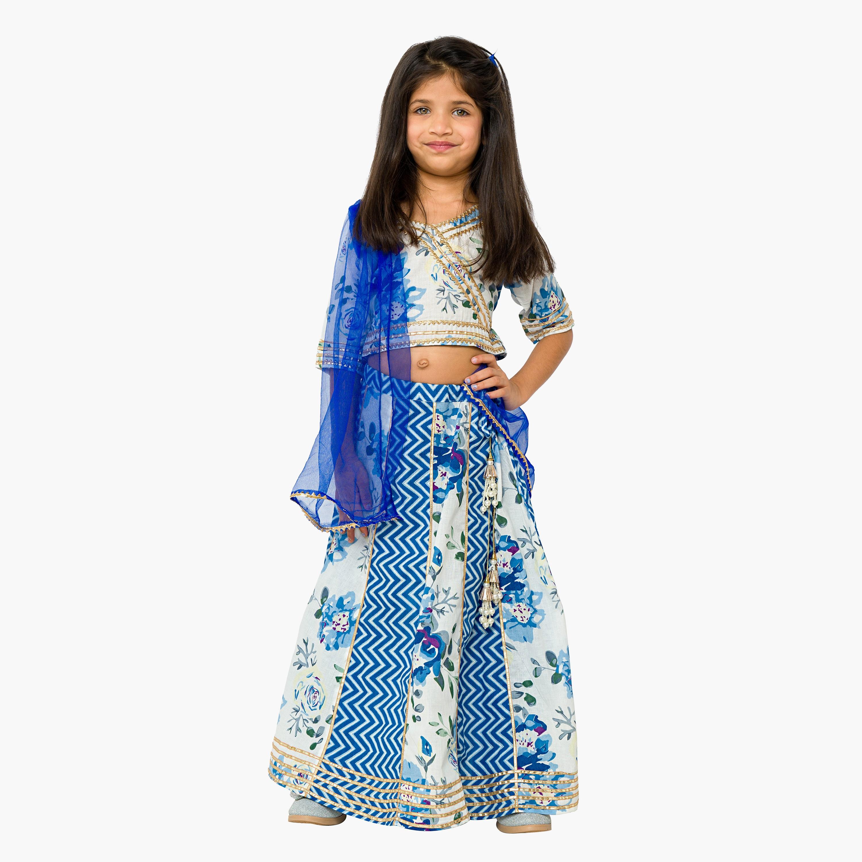 Babyqlo 3-Piece Floral Printed Half Sleeves Lehenga, Choli with Dupatta-baby-girls-clothing-setsandcoords-image-1