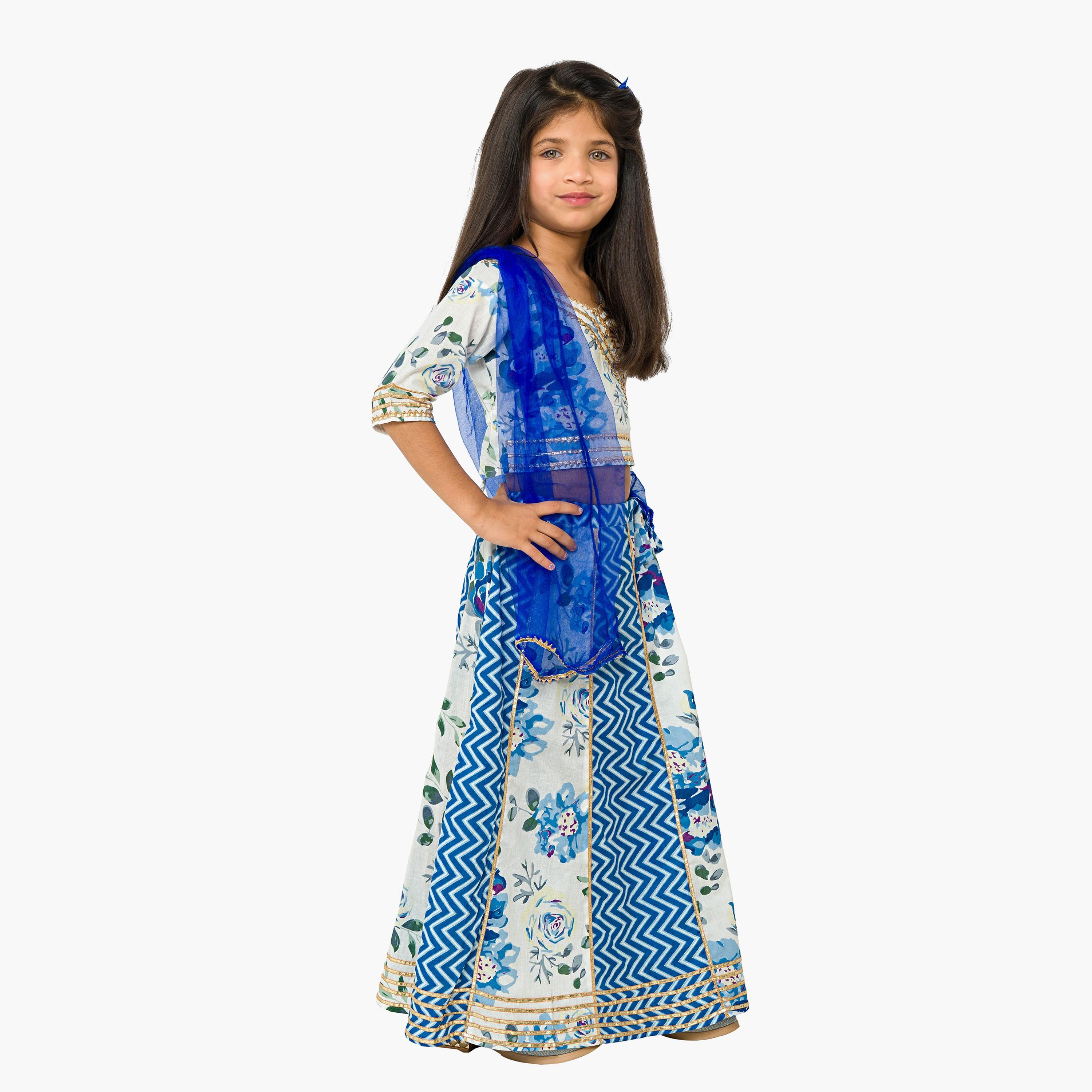 Babyqlo 3-Piece Floral Printed Half Sleeves Lehenga, Choli with Dupatta-baby-girls-clothing-setsandcoords-image-2