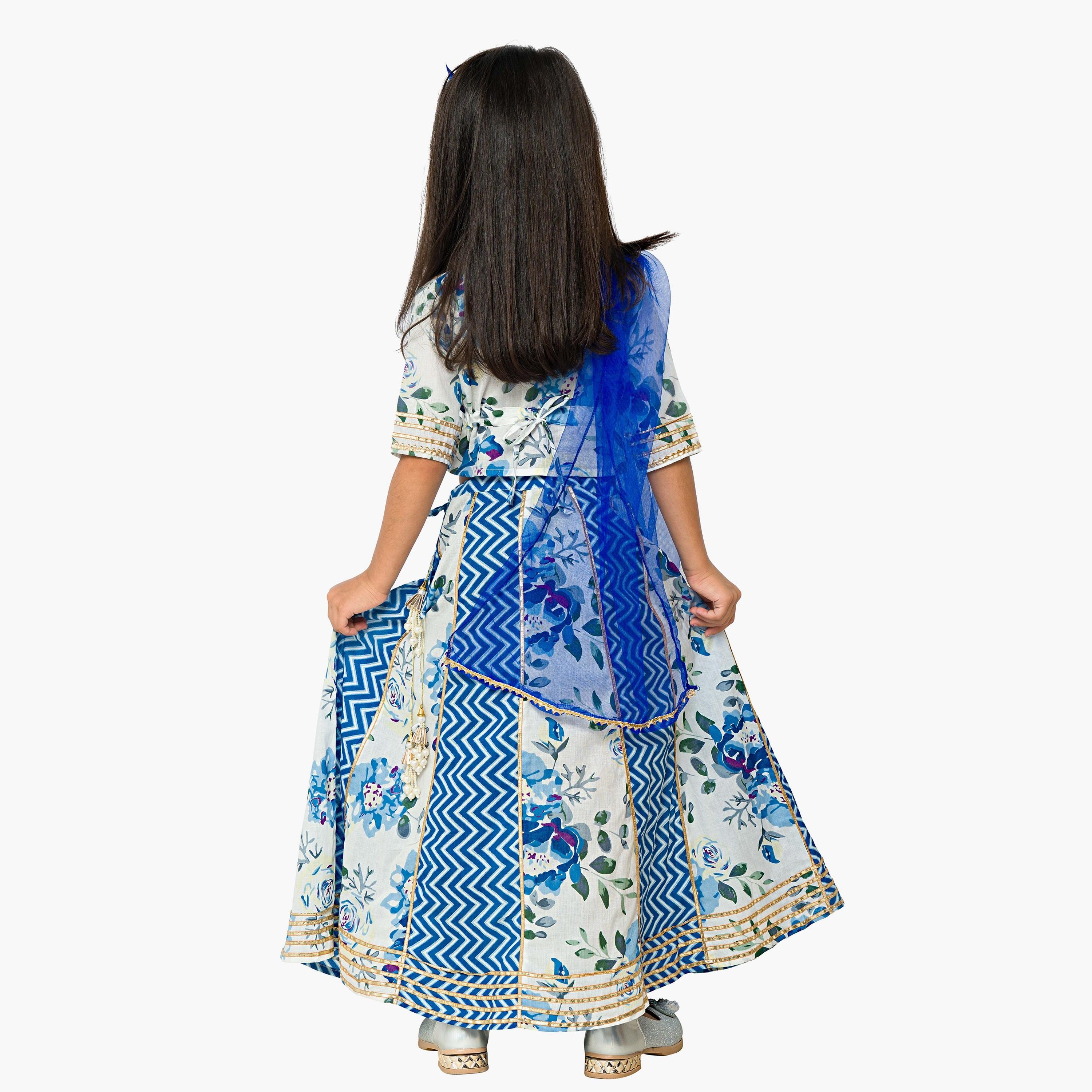 Babyqlo 3-Piece Floral Printed Half Sleeves Lehenga, Choli with Dupatta-baby-girls-clothing-setsandcoords-image-3