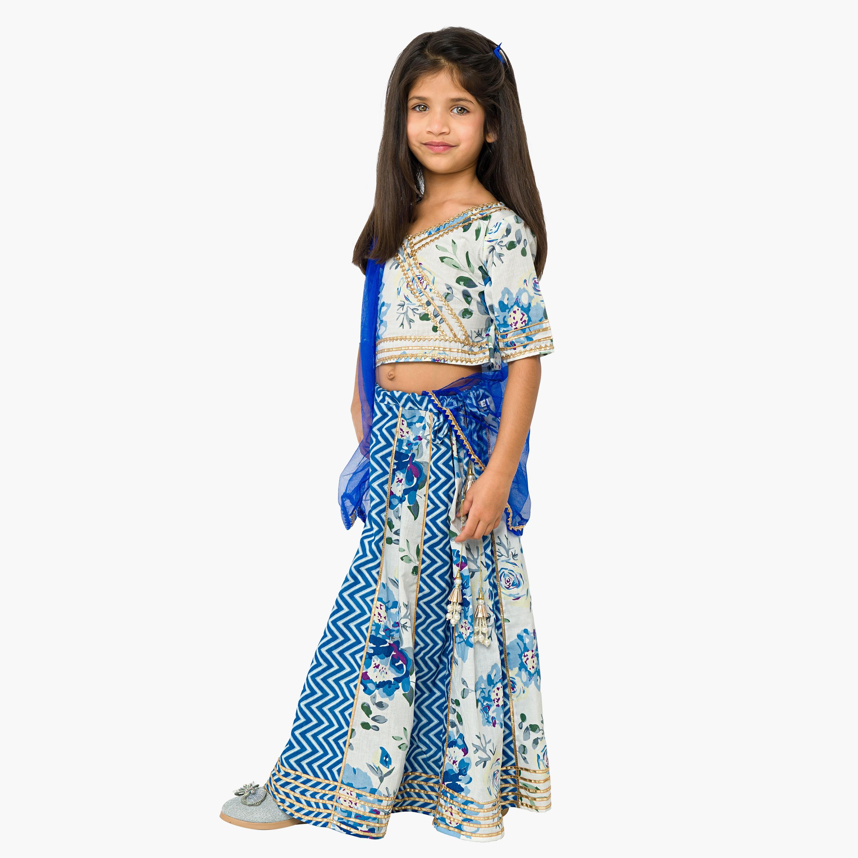 Babyqlo 3-Piece Floral Printed Half Sleeves Lehenga, Choli with Dupatta-baby-girls-clothing-setsandcoords-image-4