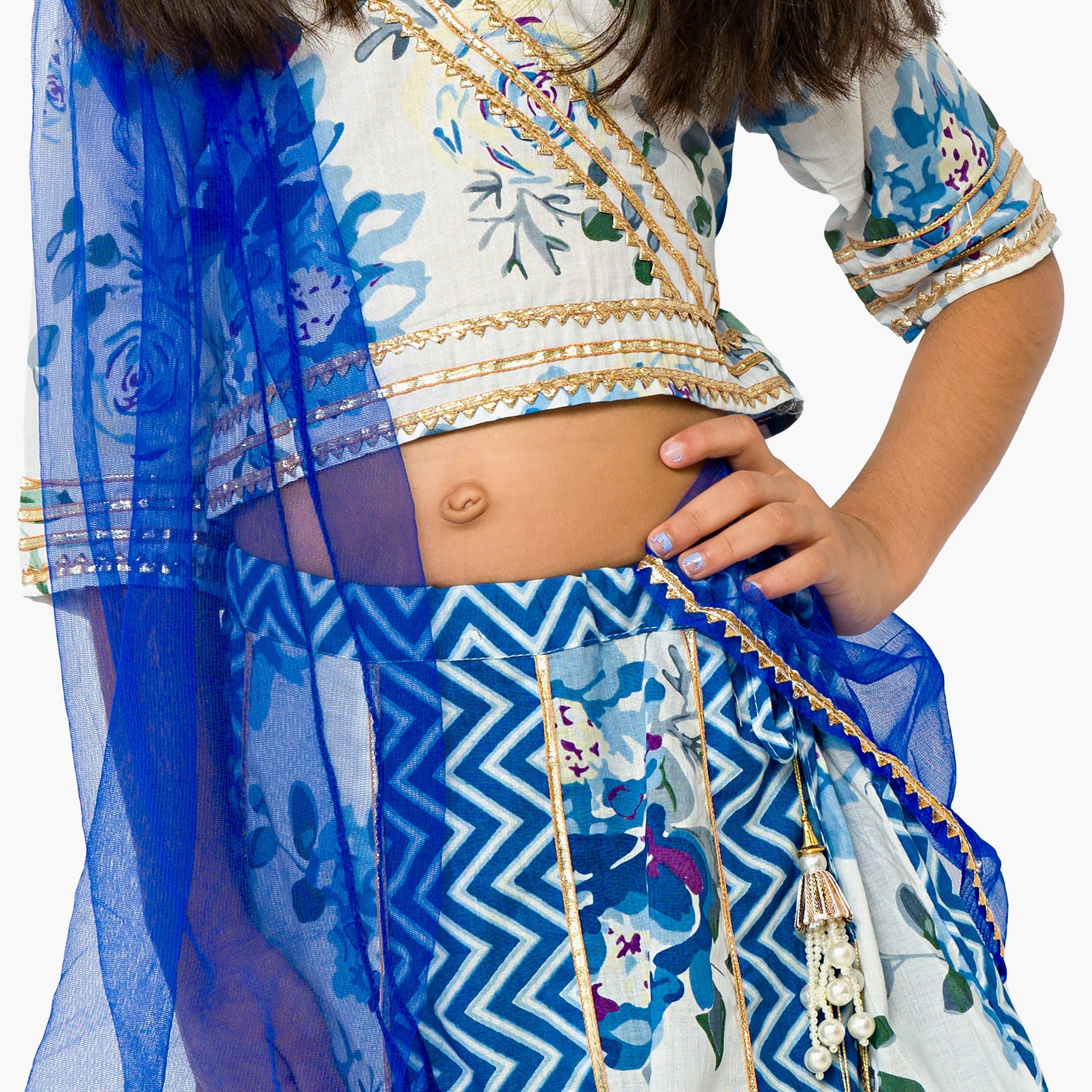 Babyqlo 3-Piece Floral Printed Half Sleeves Lehenga, Choli with Dupatta-baby-girls-clothing-setsandcoords-image-5