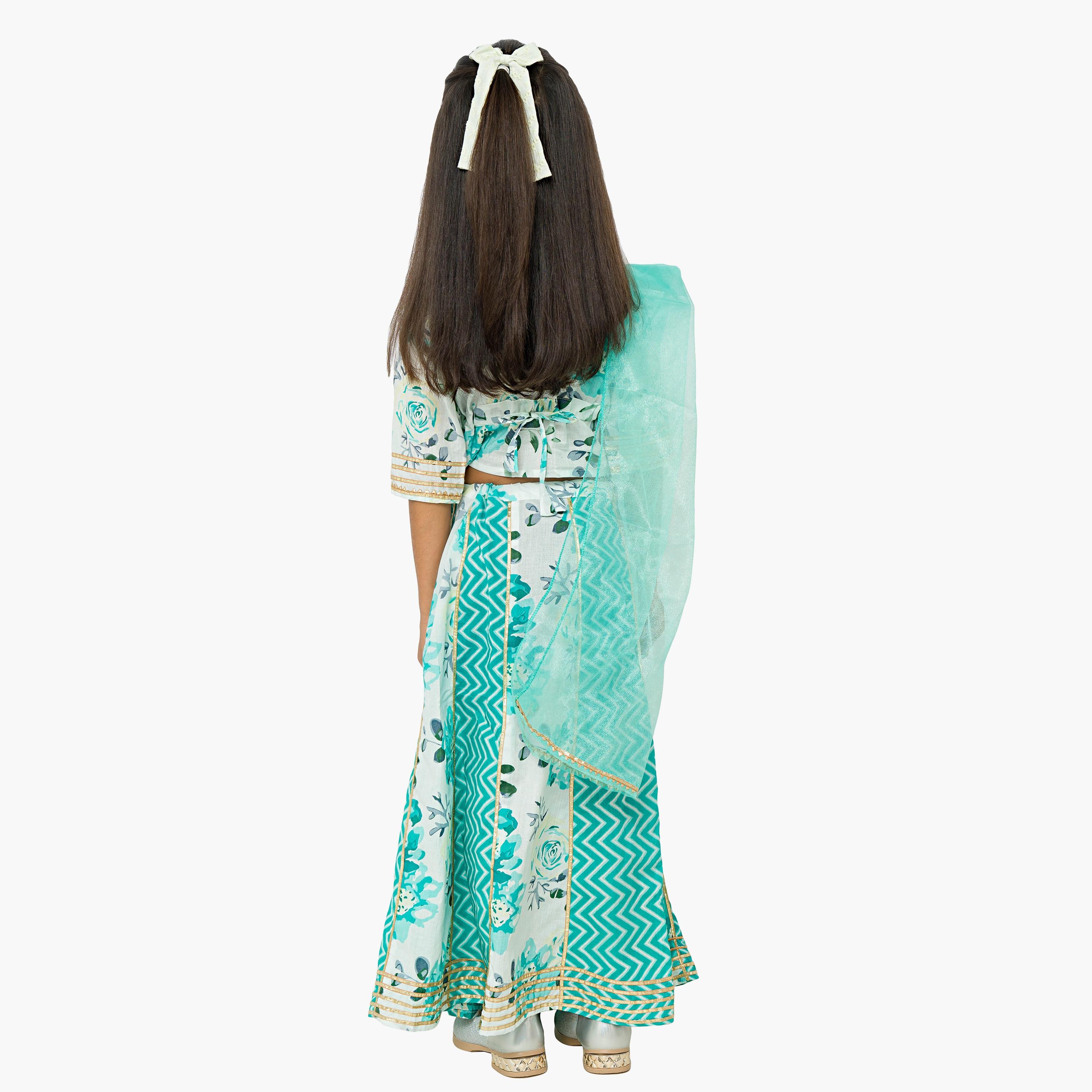 Babyqlo 3-Piece Printed Half Sleeves Lehenga, Choli with Dupatta-baby-girls-clothing-setsandcoords-image-3