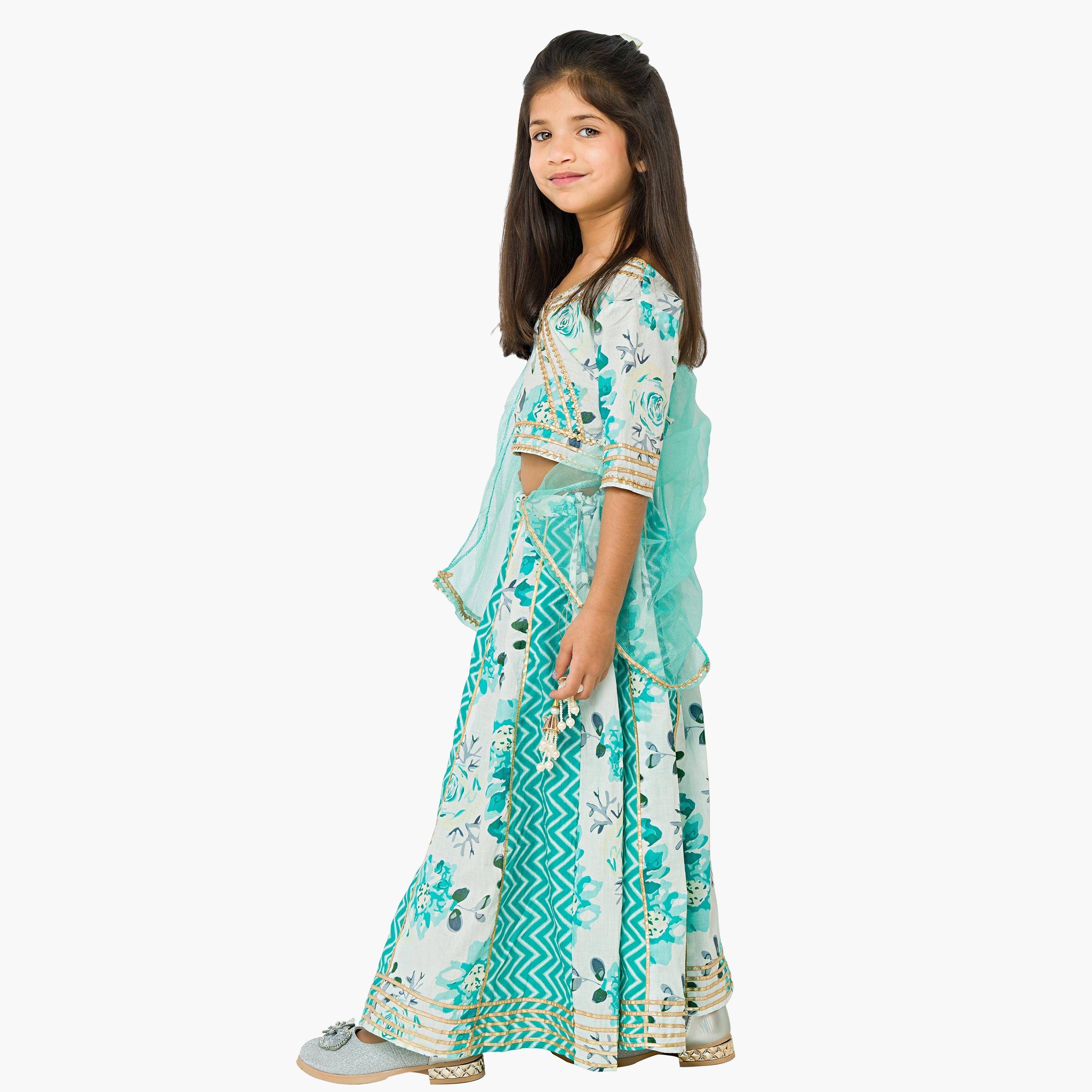 Babyqlo 3-Piece Printed Half Sleeves Lehenga, Choli with Dupatta-baby-girls-clothing-setsandcoords-image-4
