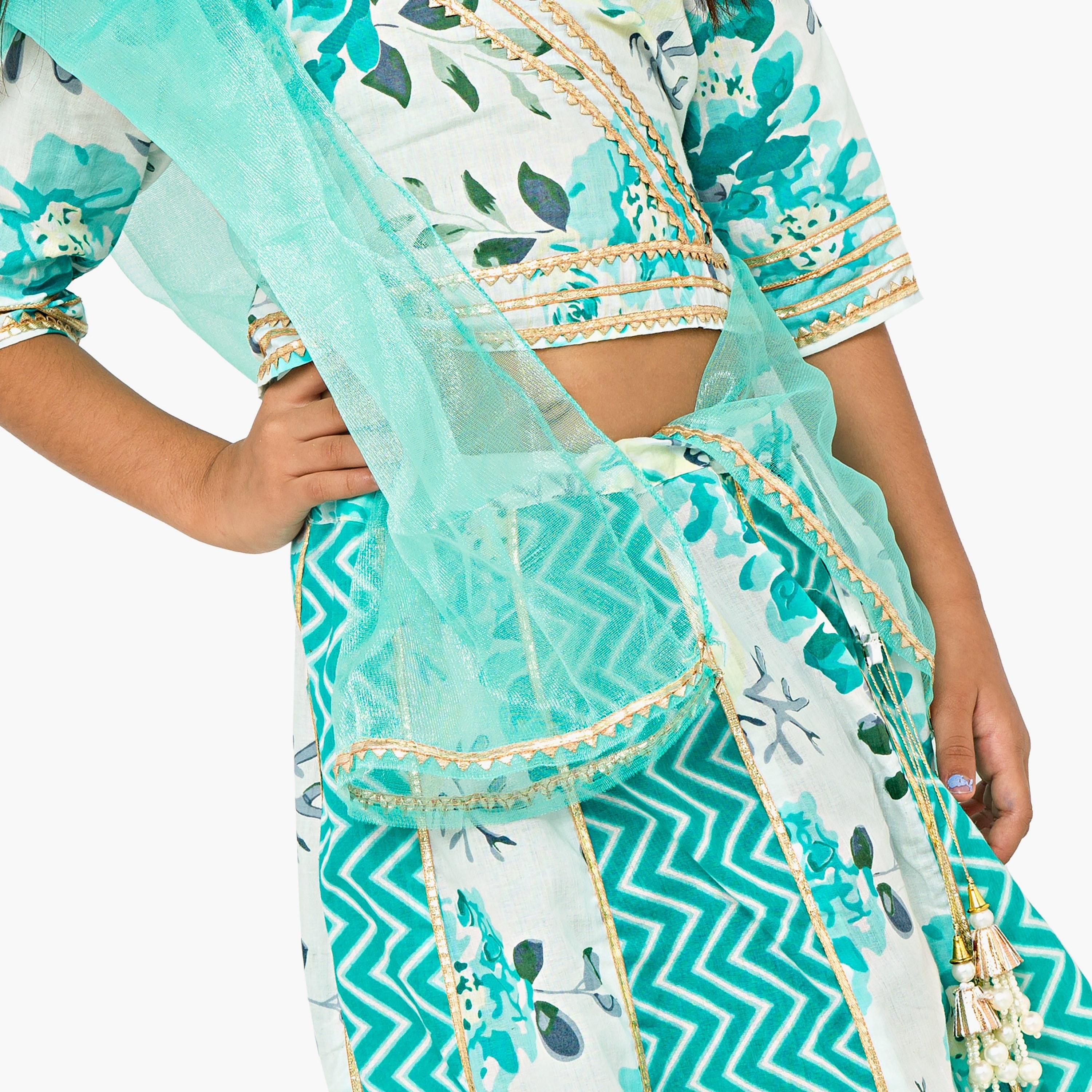Babyqlo 3-Piece Printed Half Sleeves Lehenga, Choli with Dupatta-baby-girls-clothing-setsandcoords-image-5
