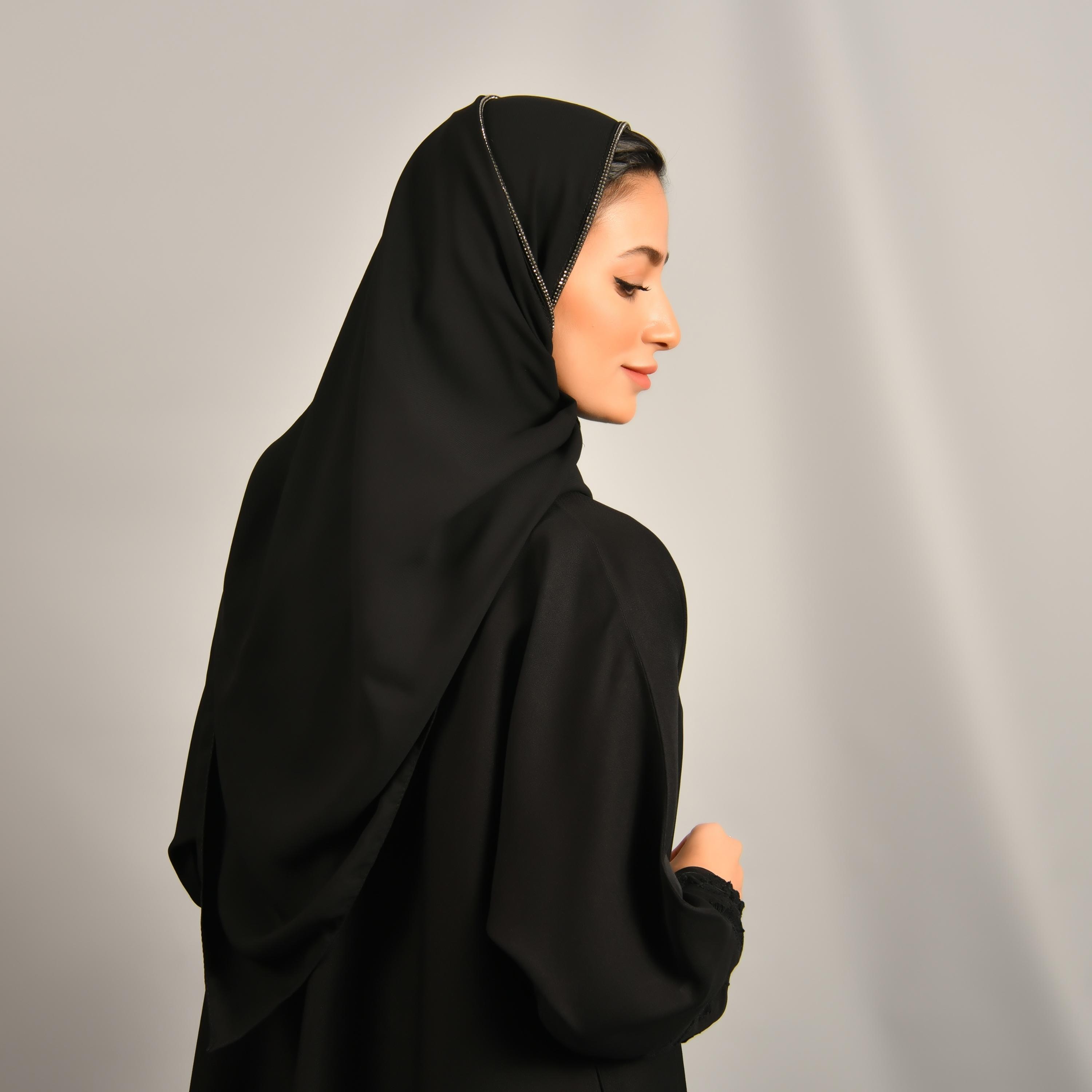 Hawraa Black Crystal Work Hijab-women-arabicclothing-headscarf-hijab-image-3