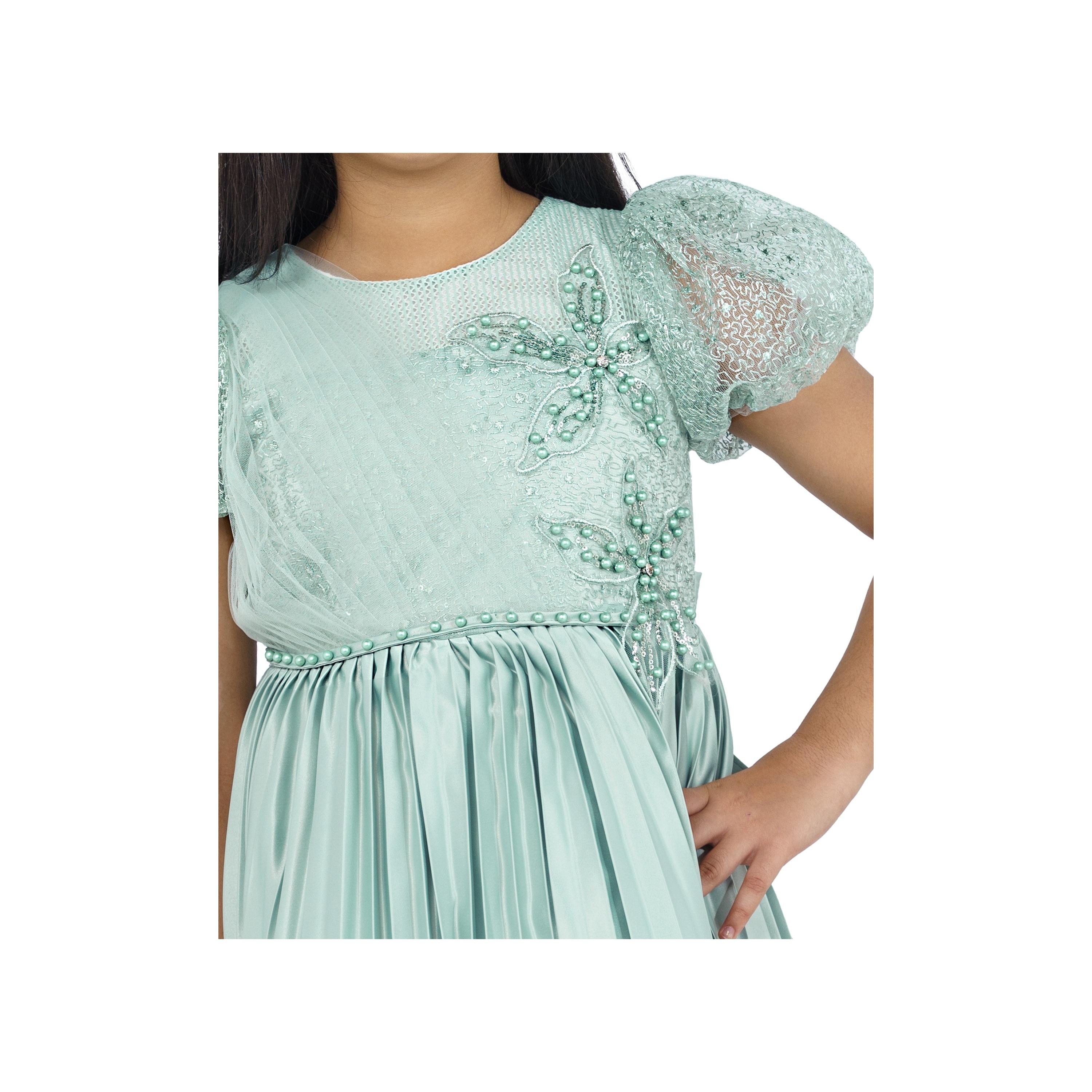 Babyqlo Embellished Short Sleeves Seafoam Dream Party Dress-girls-clothing-dressesandjumpsuits-image-4