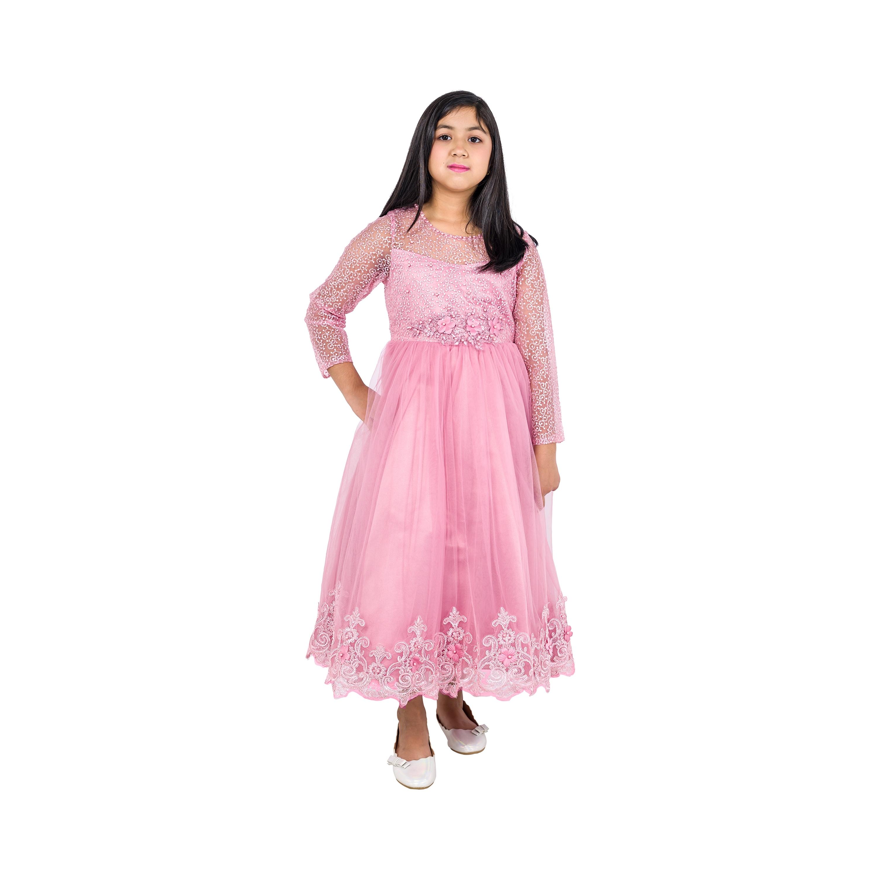 فستان حفلات رويال بلوسوم بأكمام طويلة ومزين من بيبيكلو-girls-clothing-dressesandjumpsuits-image-1