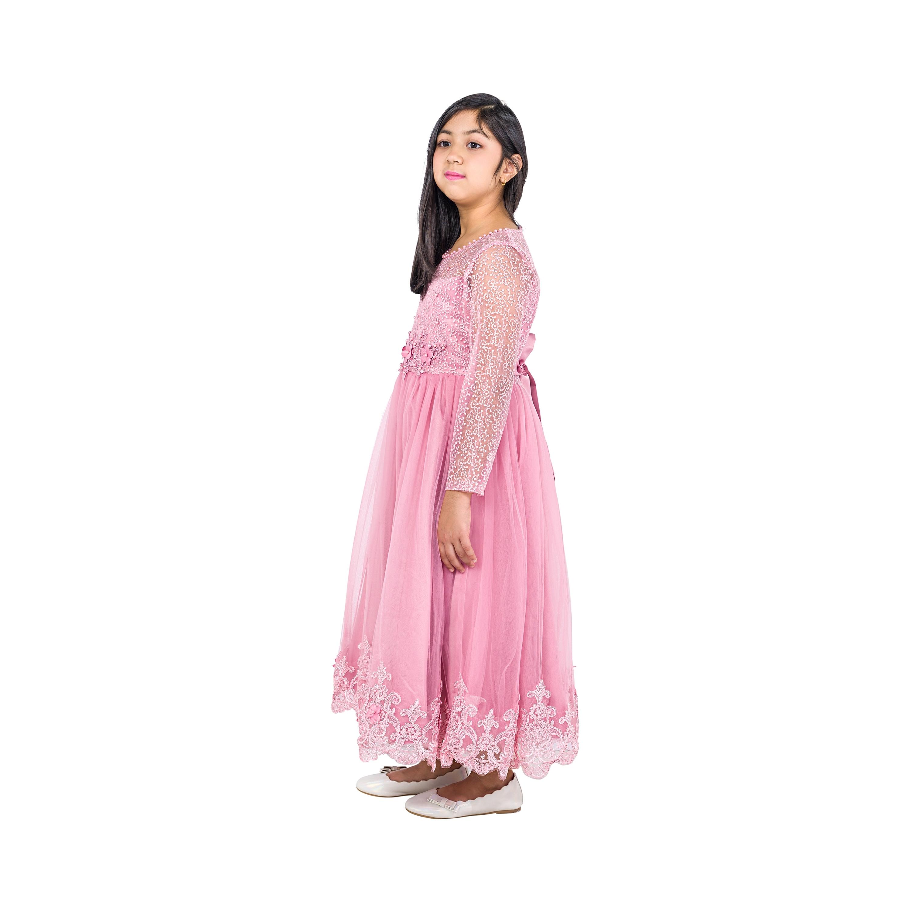فستان حفلات رويال بلوسوم بأكمام طويلة ومزين من بيبيكلو-girls-clothing-dressesandjumpsuits-image-3