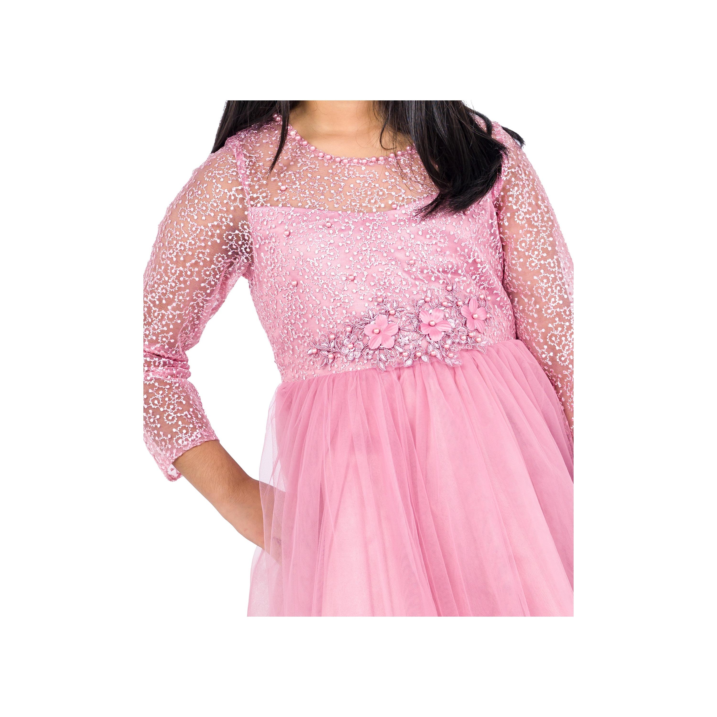 فستان حفلات رويال بلوسوم بأكمام طويلة ومزين من بيبيكلو-girls-clothing-dressesandjumpsuits-image-5