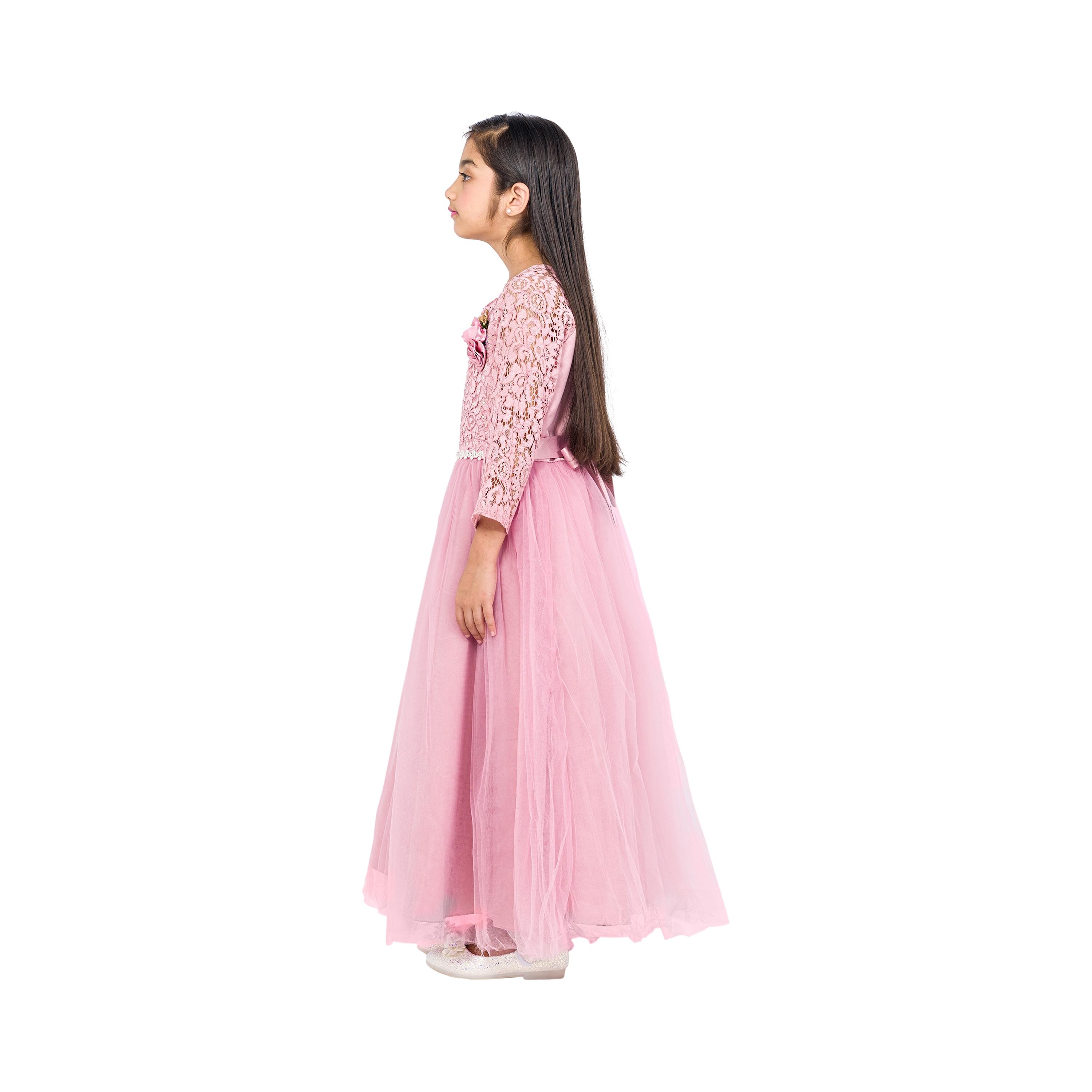 Babyqlo Embroidered Long Sleeves Graceful Rose Elegance Party Dress-girls-clothing-dressesandjumpsuits-image-3