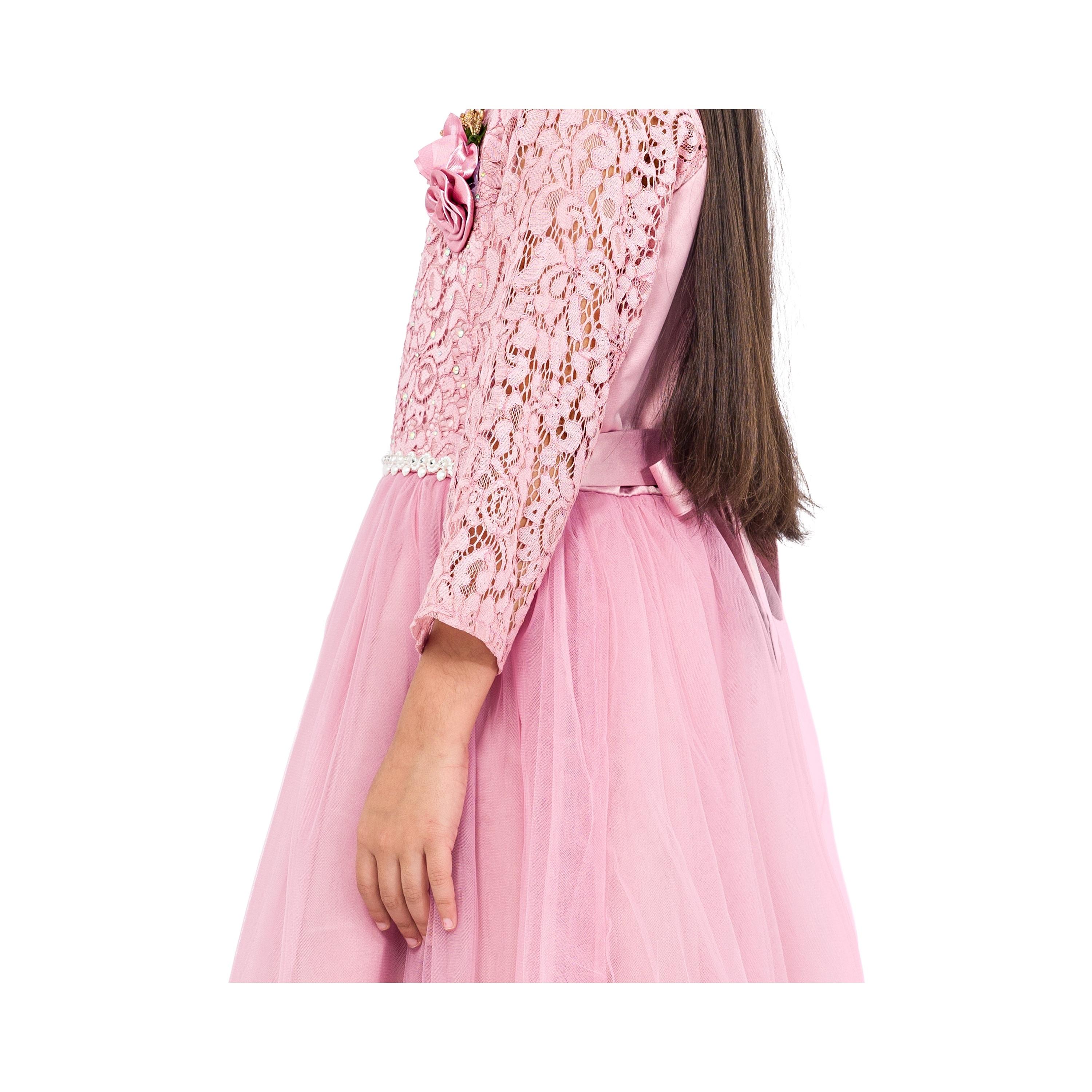 Babyqlo Embroidered Long Sleeves Graceful Rose Elegance Party Dress-girls-clothing-dressesandjumpsuits-image-4