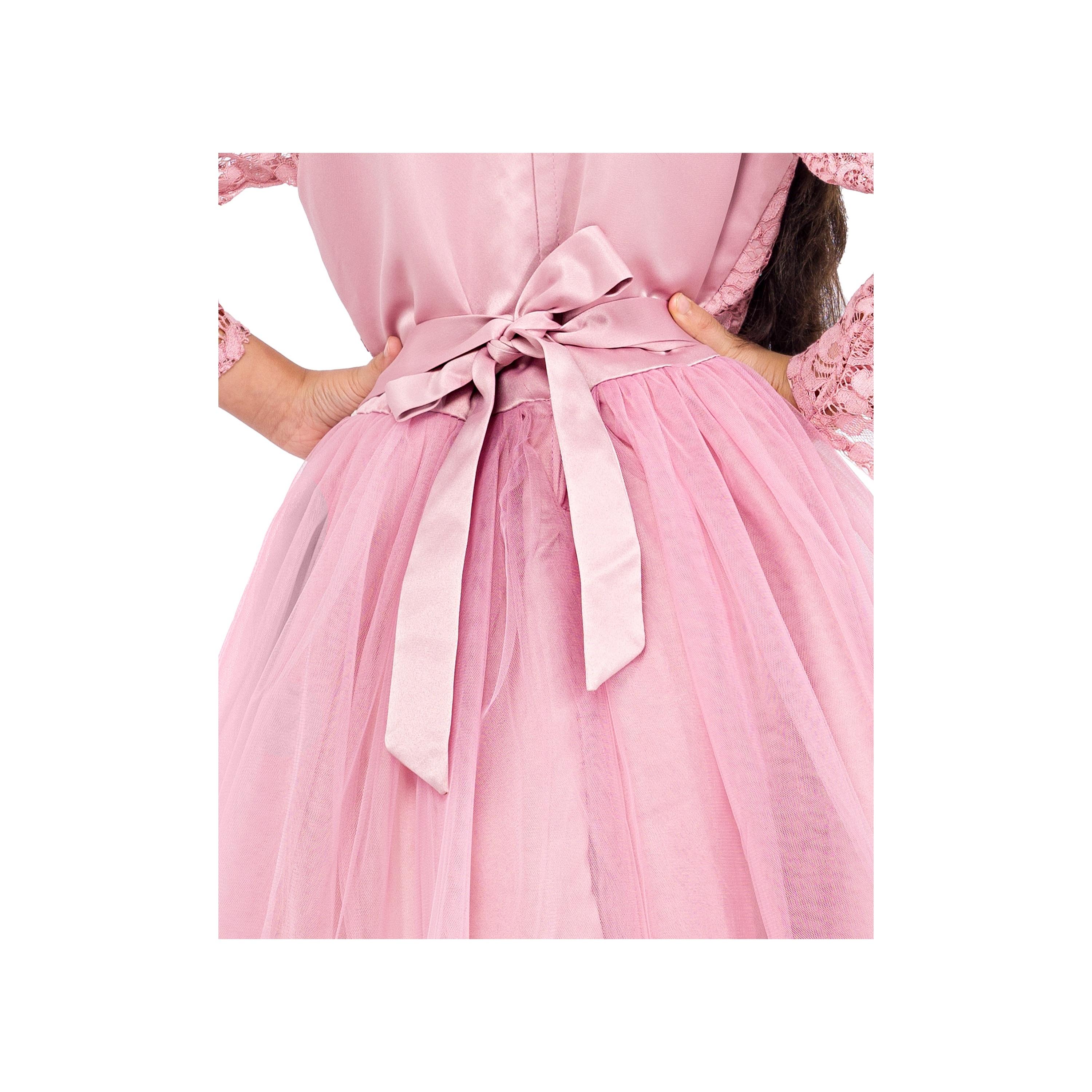 Babyqlo Embroidered Long Sleeves Graceful Rose Elegance Party Dress-girls-clothing-dressesandjumpsuits-image-5