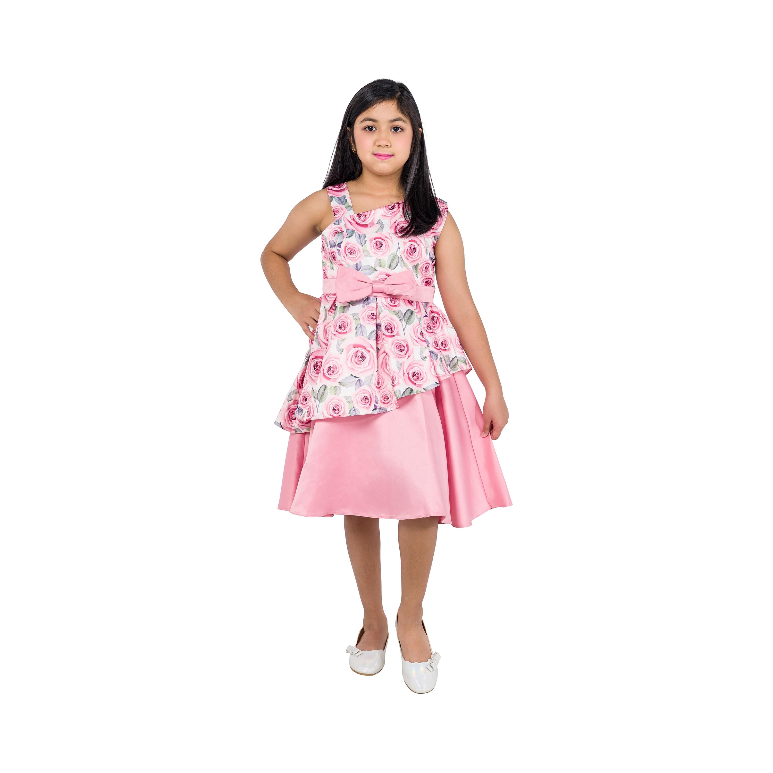 Babyqlo Rosy Delight Floral Printed Sleeveless Party Dress-girls-clothing-dressesandjumpsuits-image-1