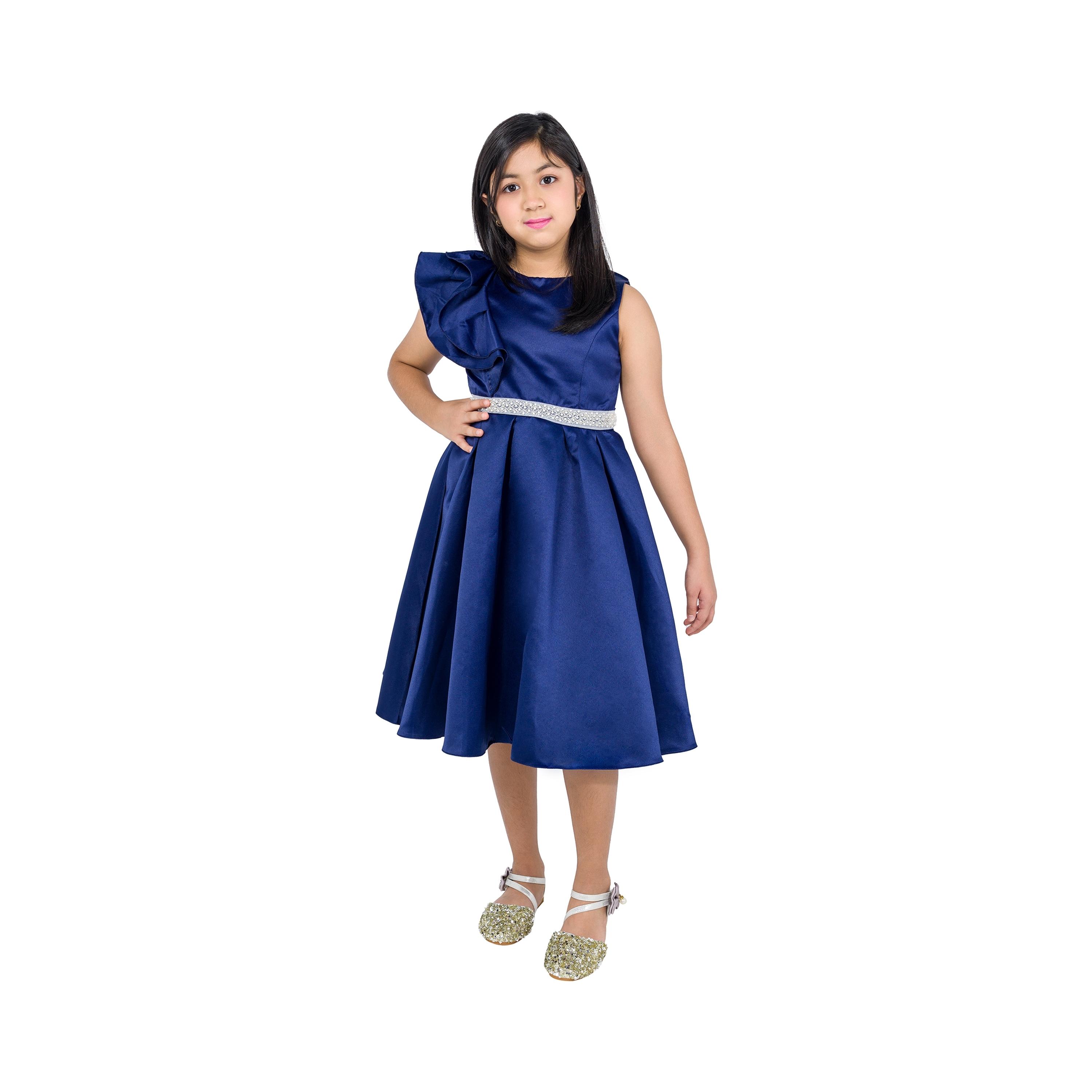 Babyqlo Solid Cap Sleeves Party Dress-girls-clothing-dressesandjumpsuits-image-1