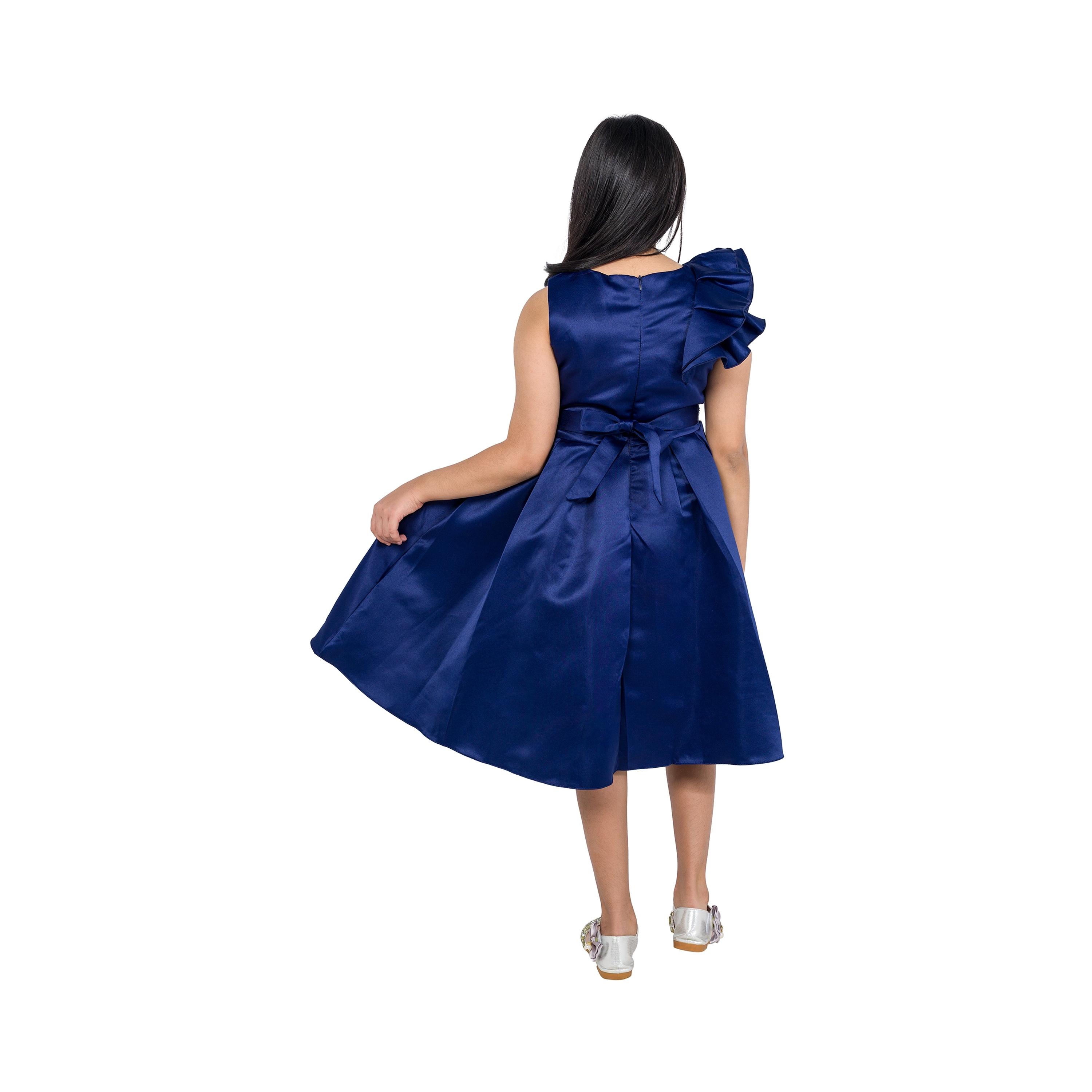 Babyqlo Solid Cap Sleeves Party Dress-girls-clothing-dressesandjumpsuits-image-2