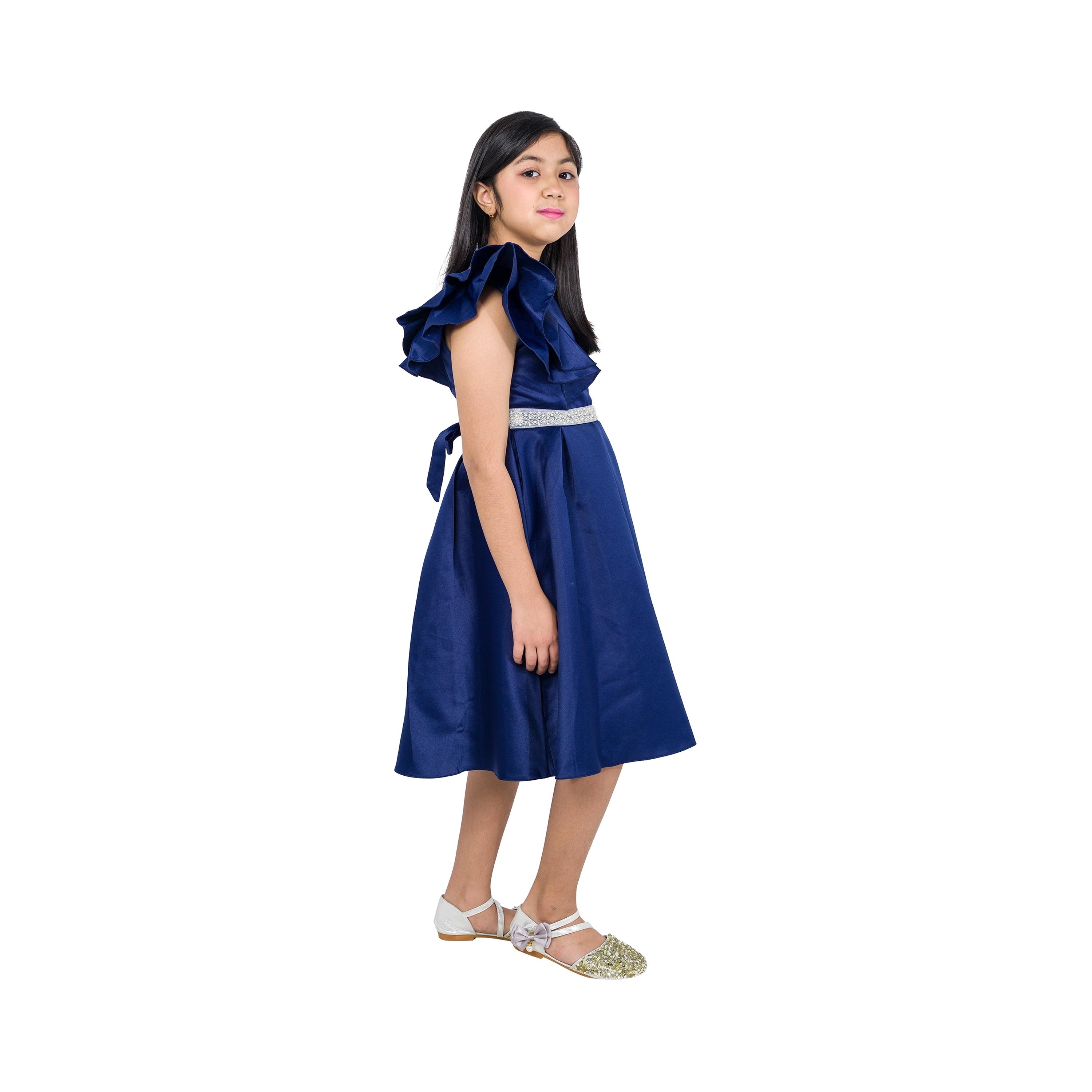 Babyqlo Solid Cap Sleeves Party Dress-girls-clothing-dressesandjumpsuits-image-3
