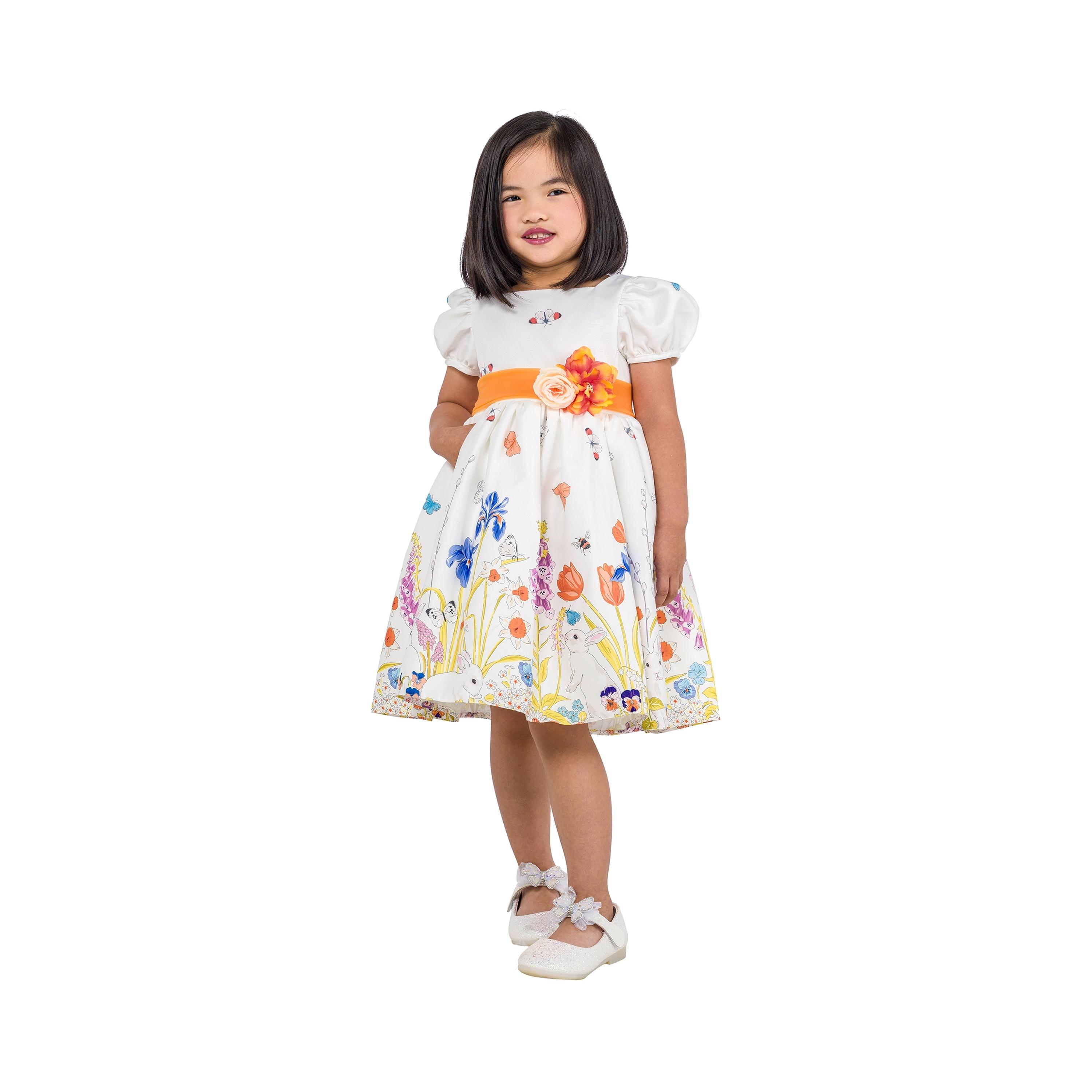 Babyqlo Floral Printed Short Sleeves Party Dress-girls-clothing-dressesandjumpsuits-image-1