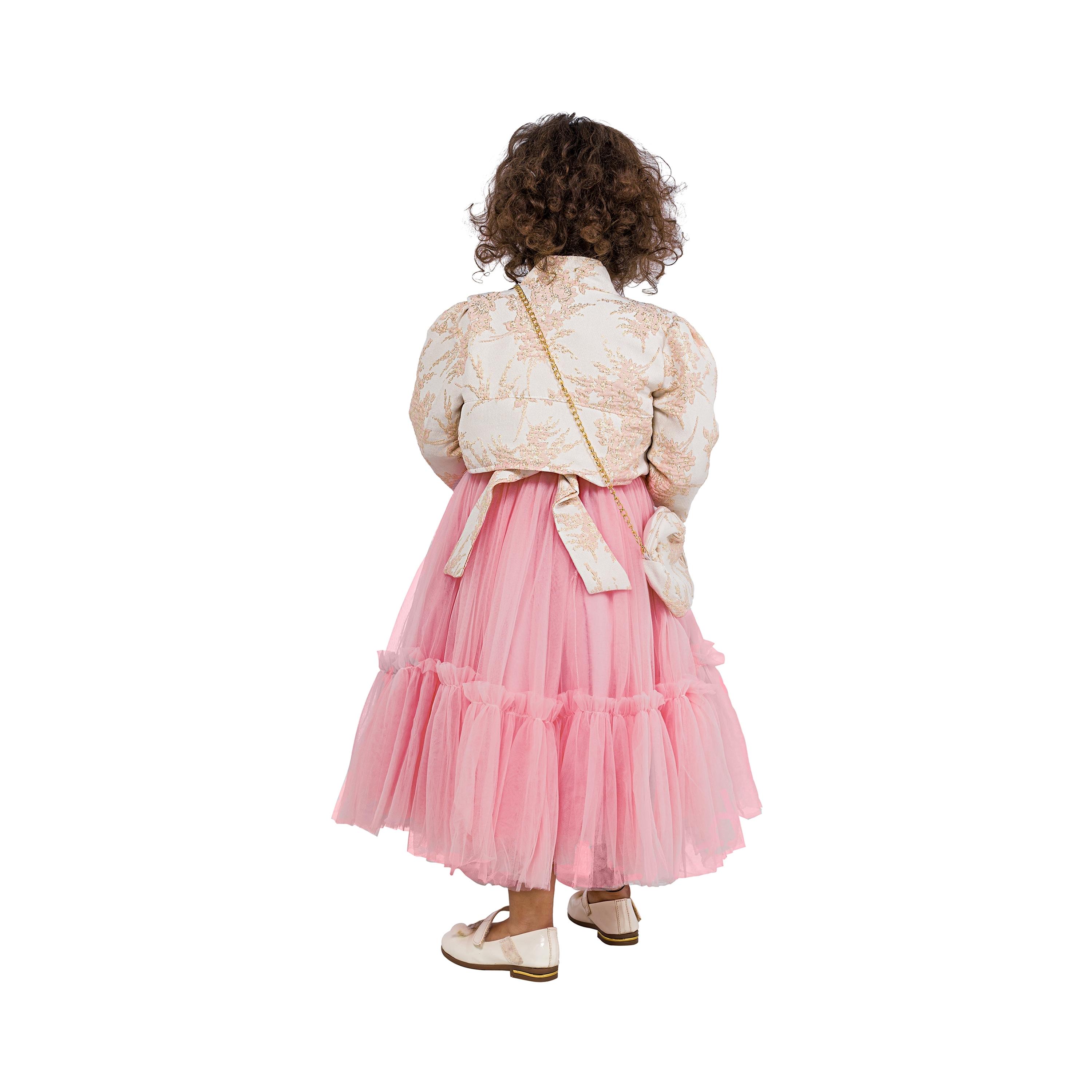 Babyqlo 3-Piece Embroidered Three Quarter Sleeves Dress, Jacket with Bag-girls-clothing-dressesandjumpsuits-image-2