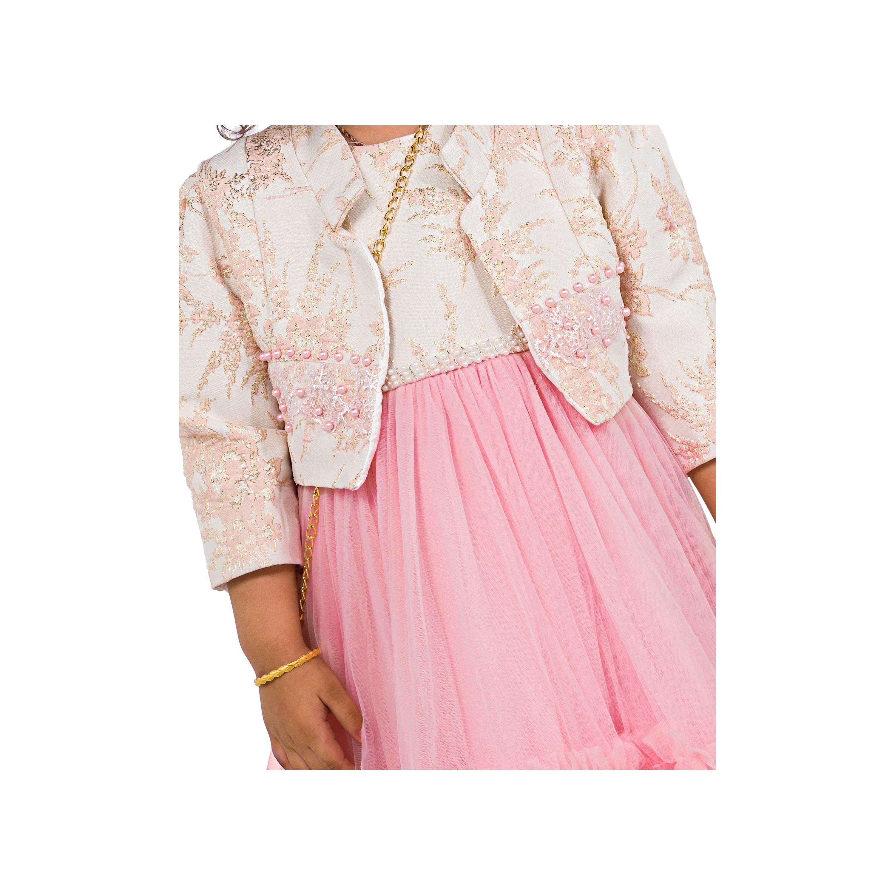 Babyqlo 3-Piece Embroidered Three Quarter Sleeves Dress, Jacket with Bag-girls-clothing-dressesandjumpsuits-image-6